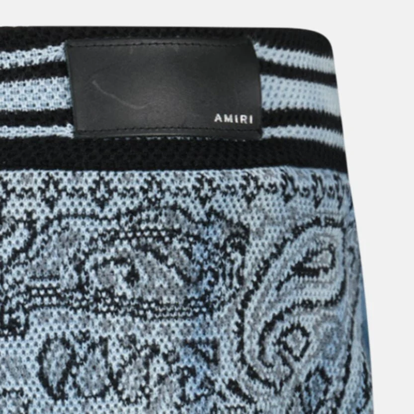 Amiri Bandana Knitted Basketball Shorts Blue - Image 4
