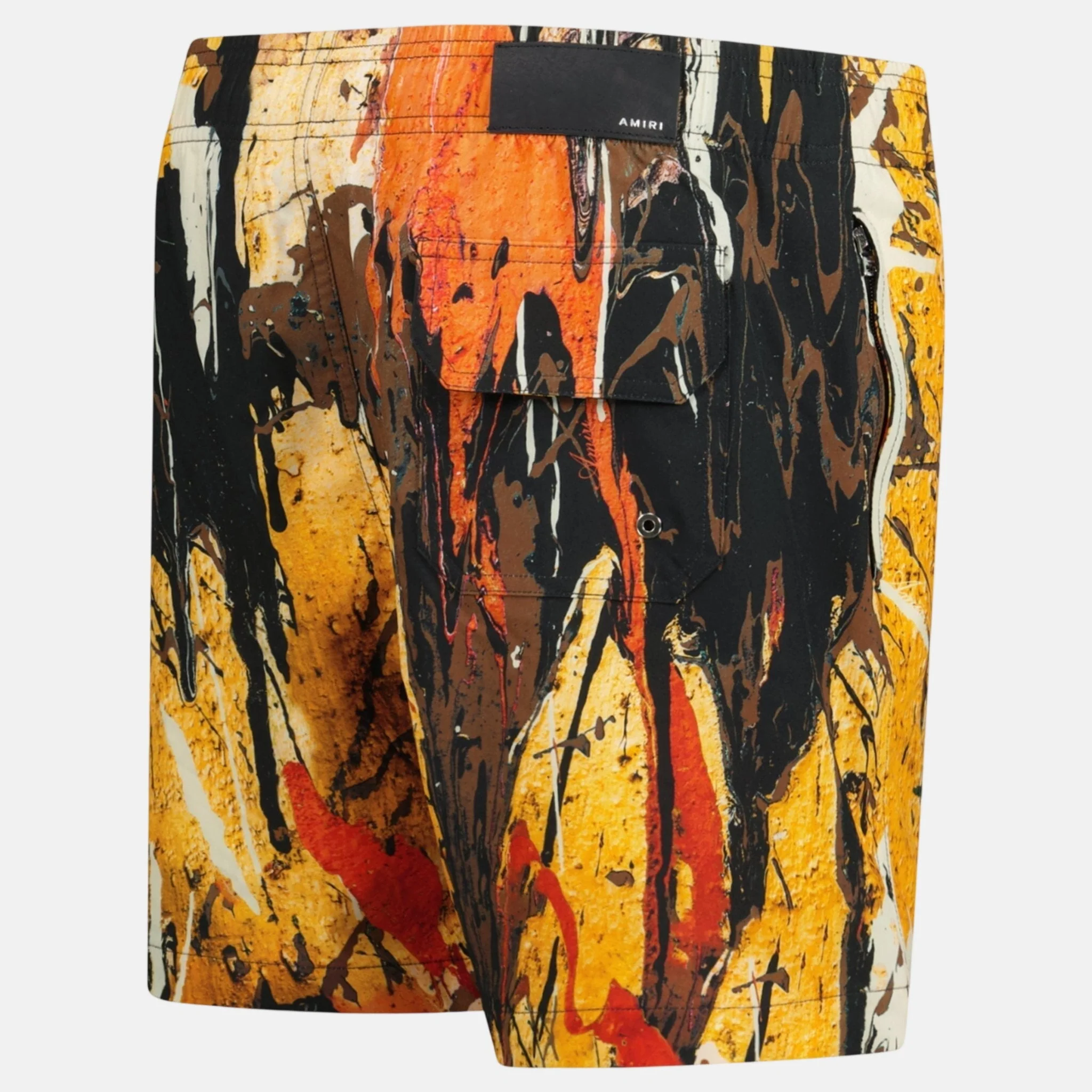 Amiri Paint Drip Drawstring Swim Shorts Yellow - Image 2
