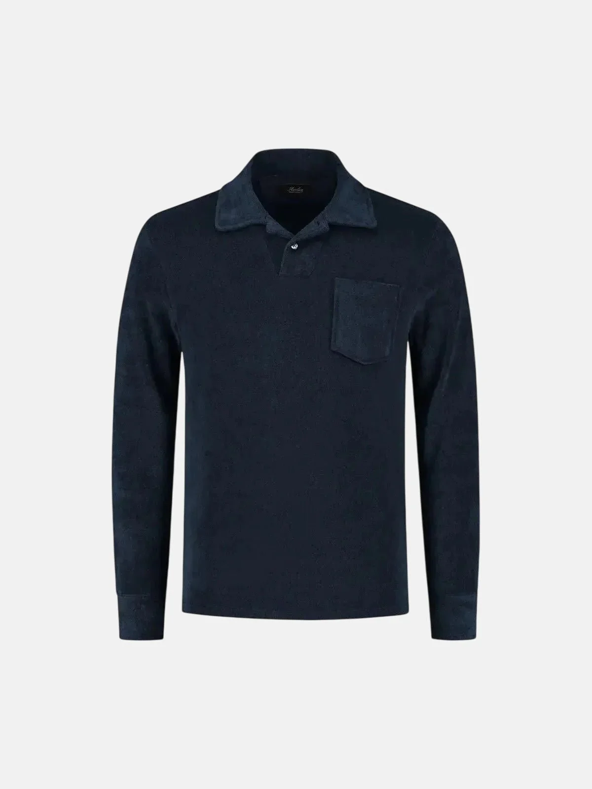 AURELIEN TERRY LONGSLEEVED POLO SHIRT NAVY