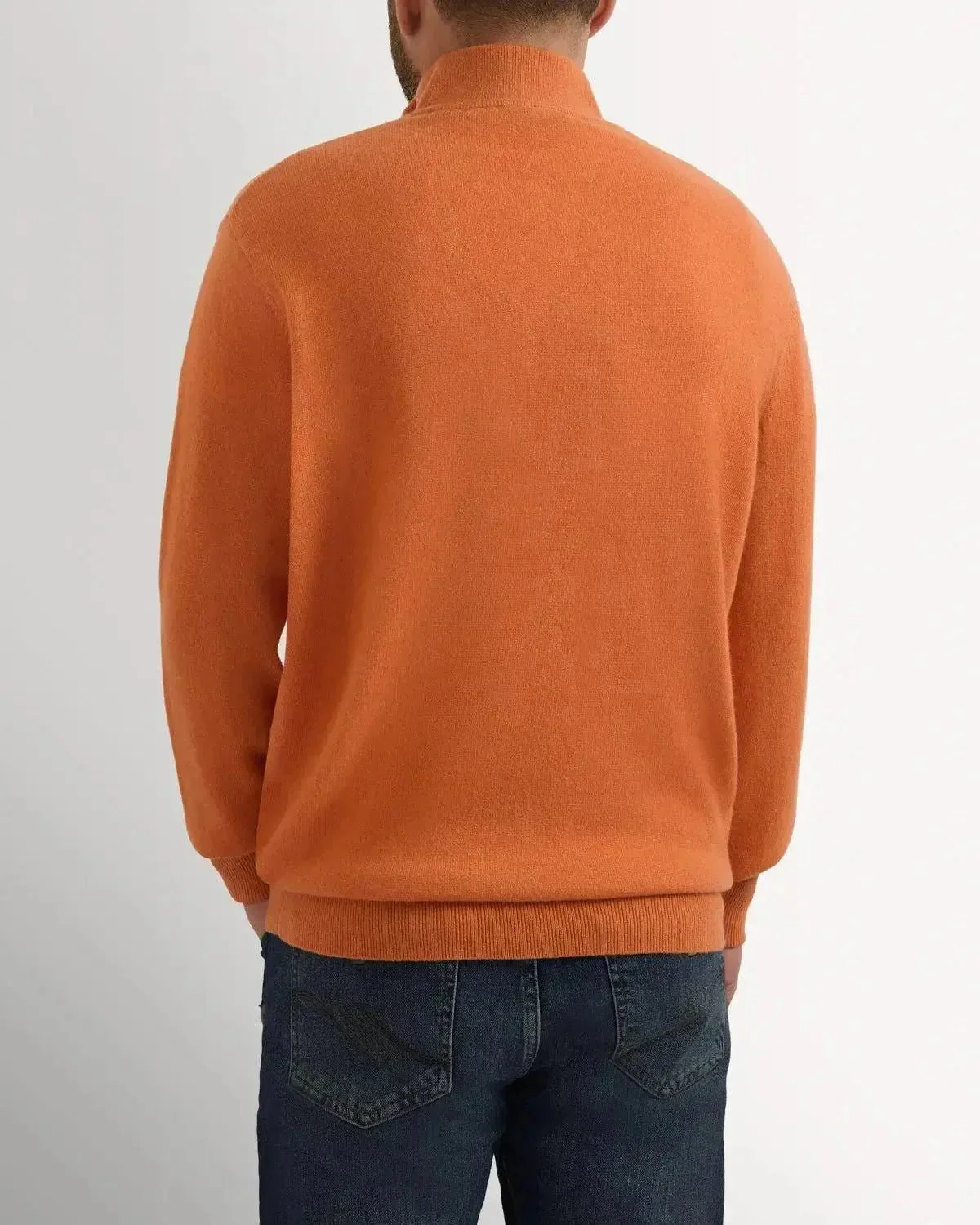 Bernard Weatherill Cashmere Mix 1/4 Zip Knit Burnt Orange - Image 3