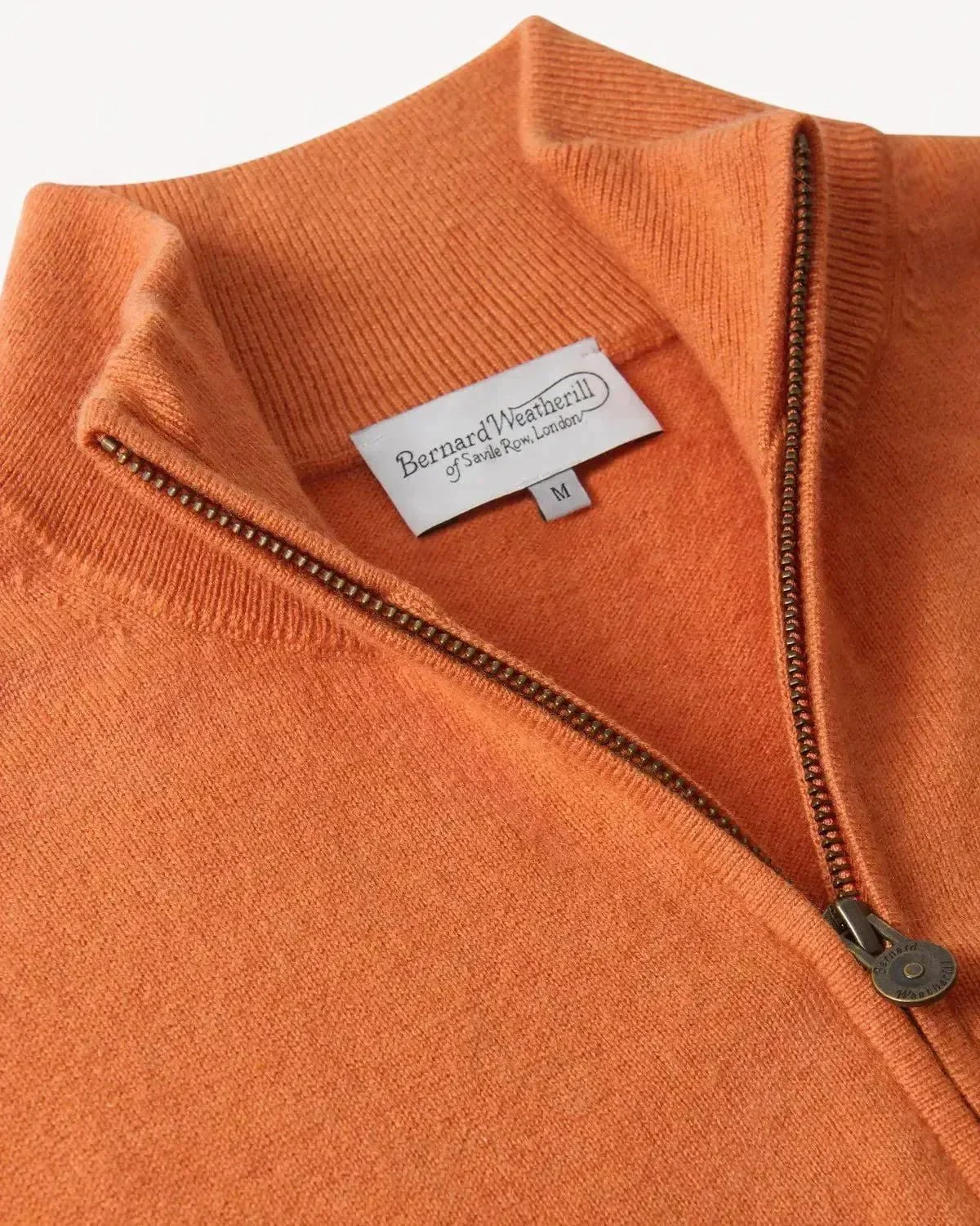 Bernard Weatherill Cashmere Mix 1/4 Zip Knit Burnt Orange - Image 4