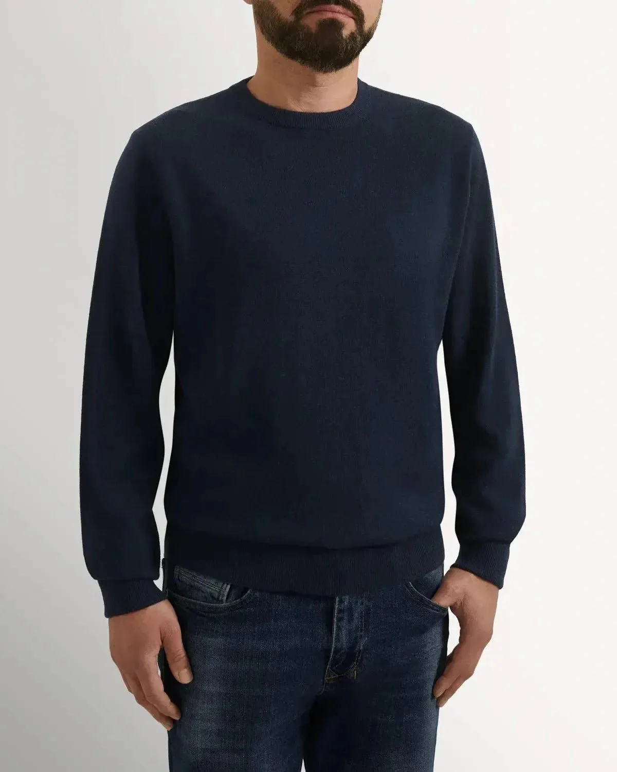 Bernard Weatherill Cashmere Mix Crew Neck Knit Navy - Image 2
