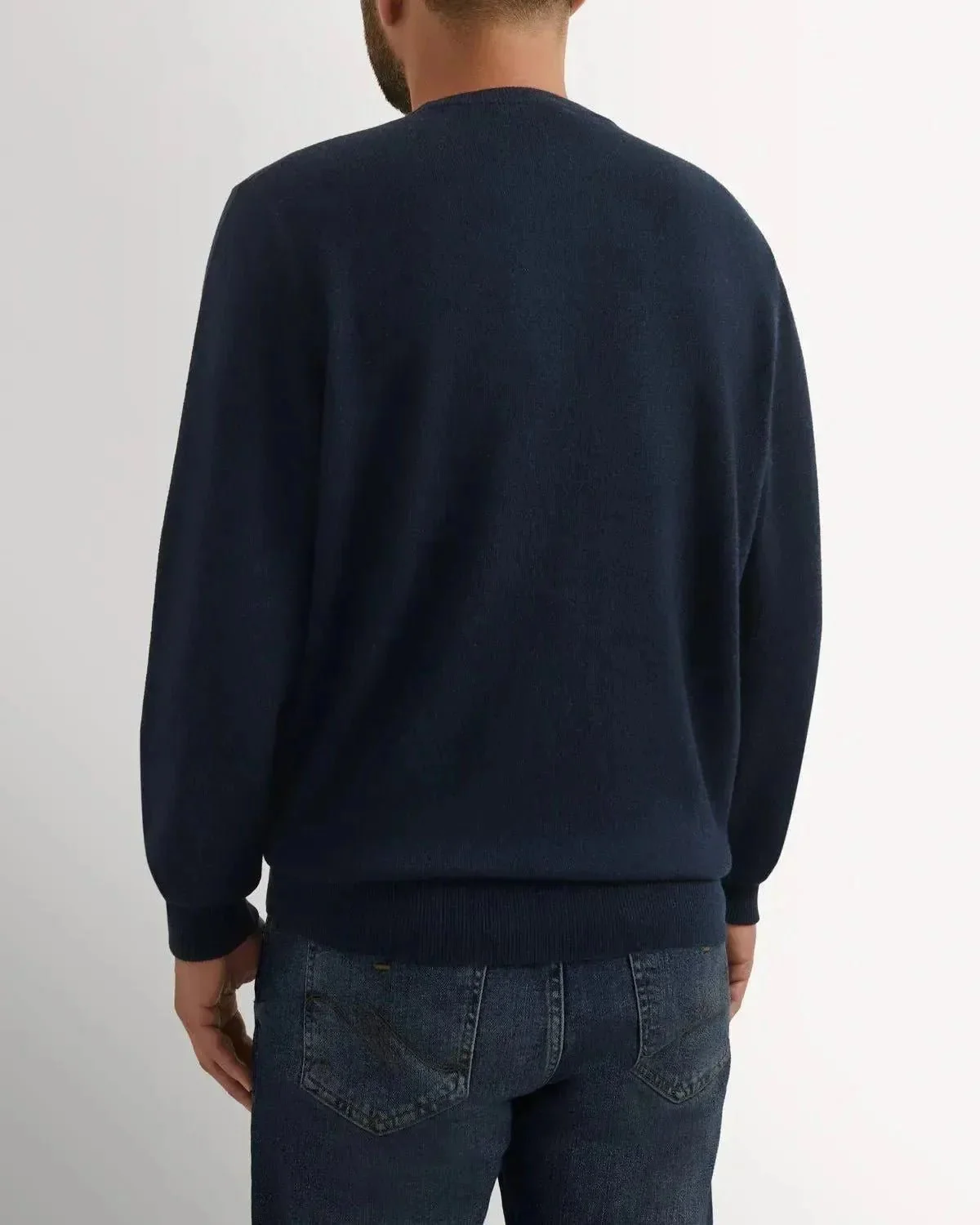Bernard Weatherill Cashmere Mix Crew Neck Knit Navy - Image 3