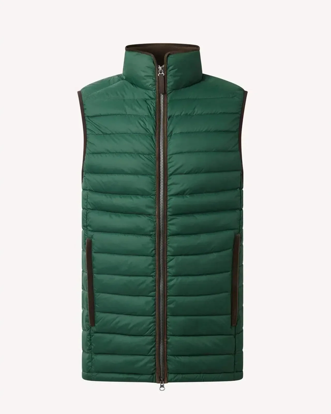 Bernard Weatherill Contrast Trim Quilted Gilet Thyme Green - Image 5