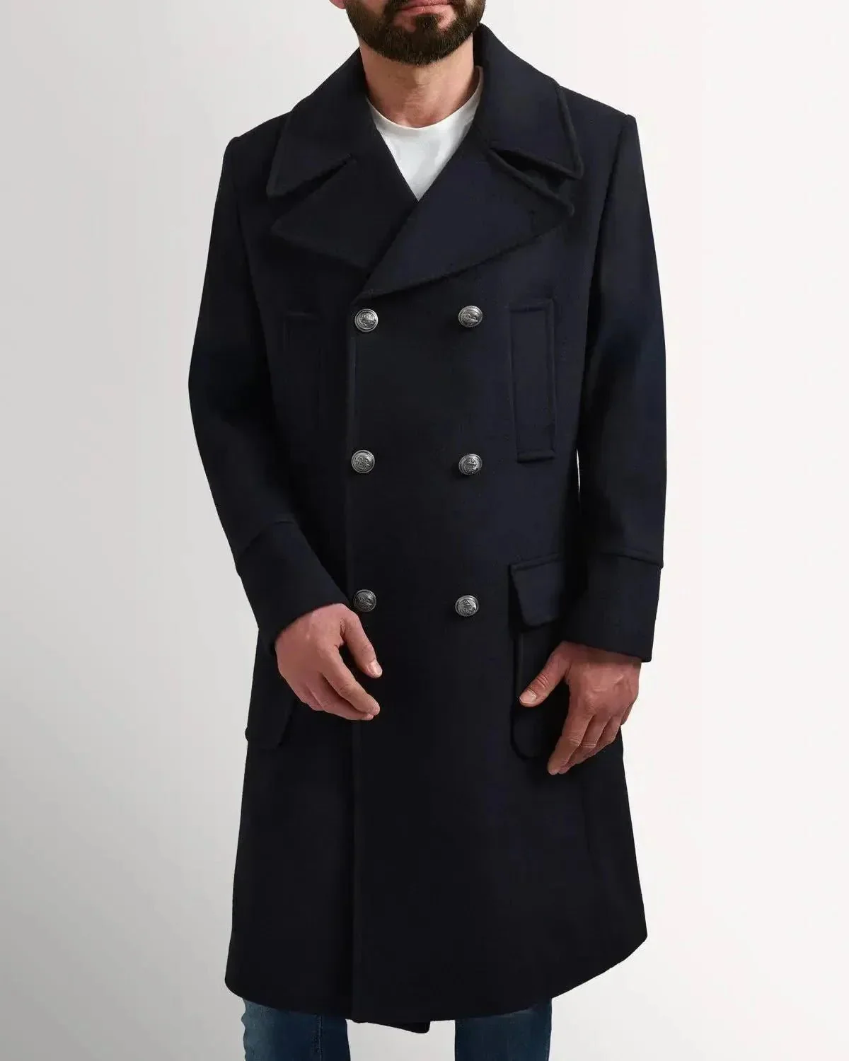 Bernard Weatherill DB Peacoat 3/4 Length Coat Navy - Image 2