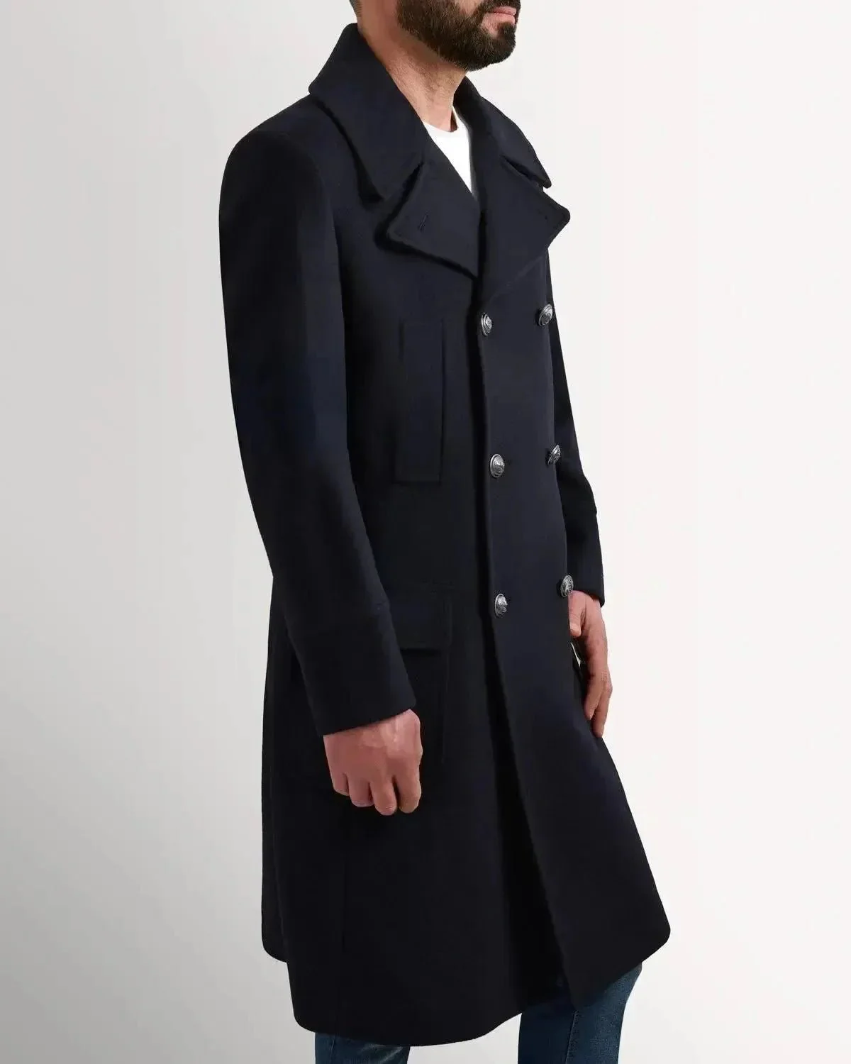 Bernard Weatherill DB Peacoat 3/4 Length Coat Navy - Image 4