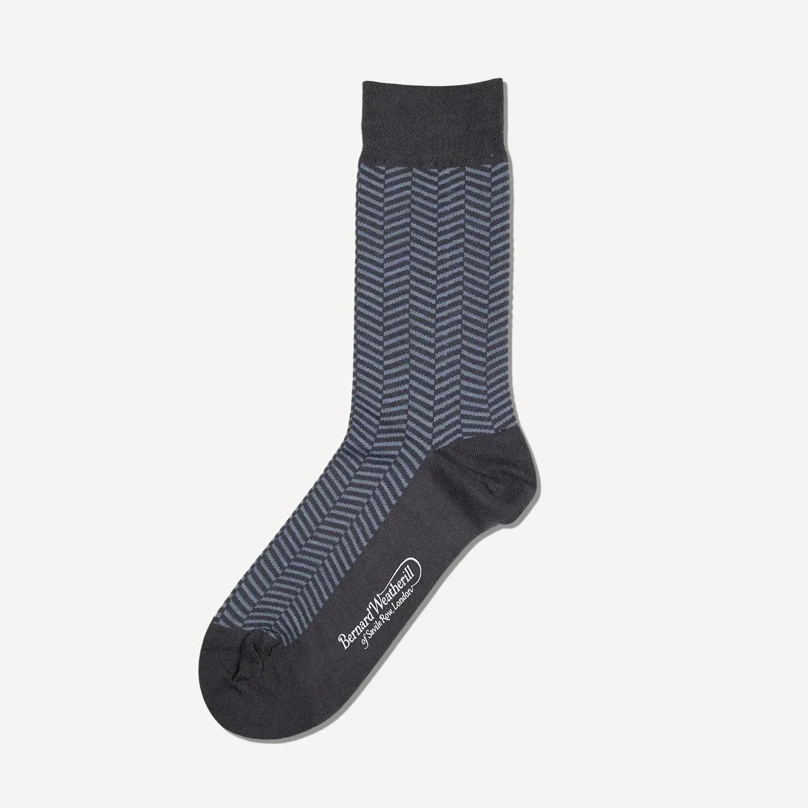 Bernard Weatherill Herringbone Socks Gunmetal Grey - Image 3