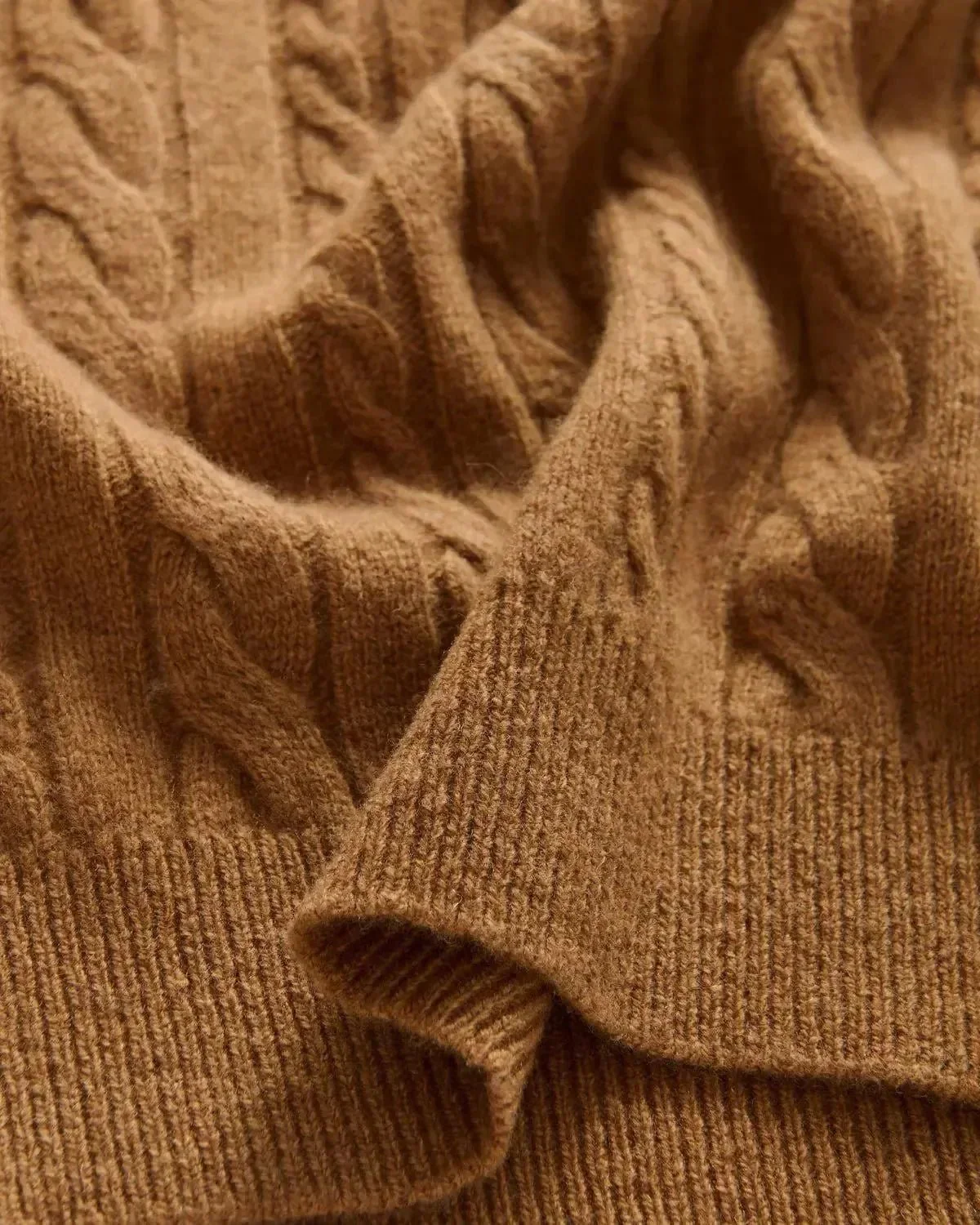 Bernard Weatherill Lambswool Crewneck Cable Knit Camel - Image 5