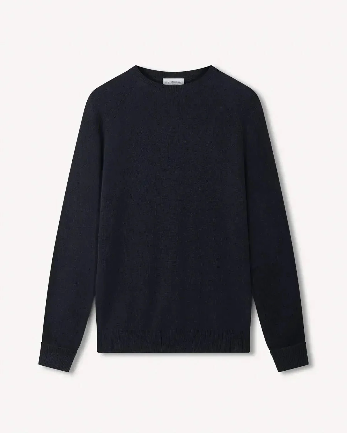 Bernard Weatherill Lambswool Plain Crew Neck Knit Navy