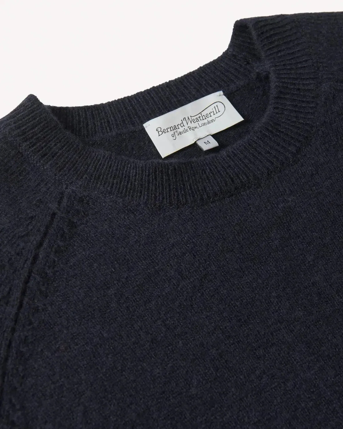 Bernard Weatherill Lambswool Plain Crew Neck Knit Navy - Image 4