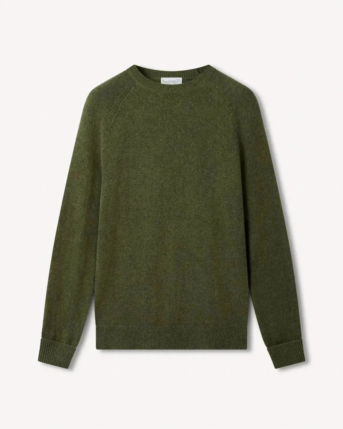 Bernard Weatherill Lambswool Plain Crew Neck Knit Thyme