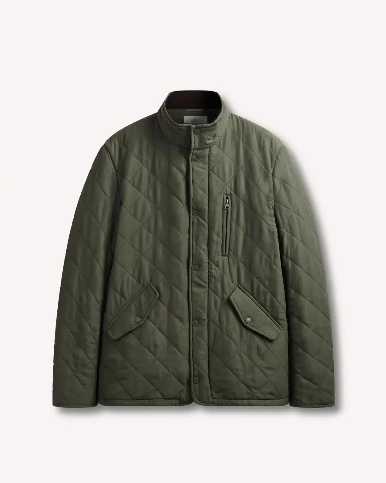 Bernard Weatherill Stand Collar Padded Jacket Khaki Green - Image 5