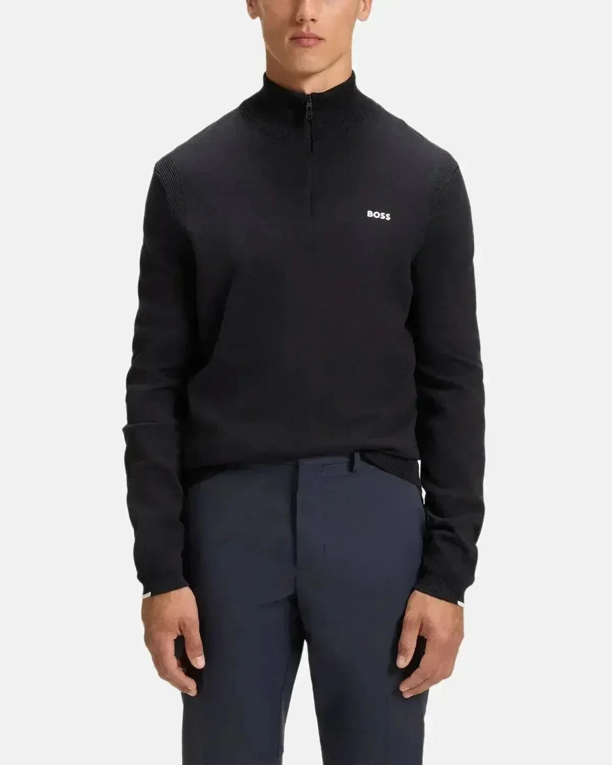 BOSS K-EVERX 1/4 ZIP COTTON KNIT DARK BLUE - Image 2