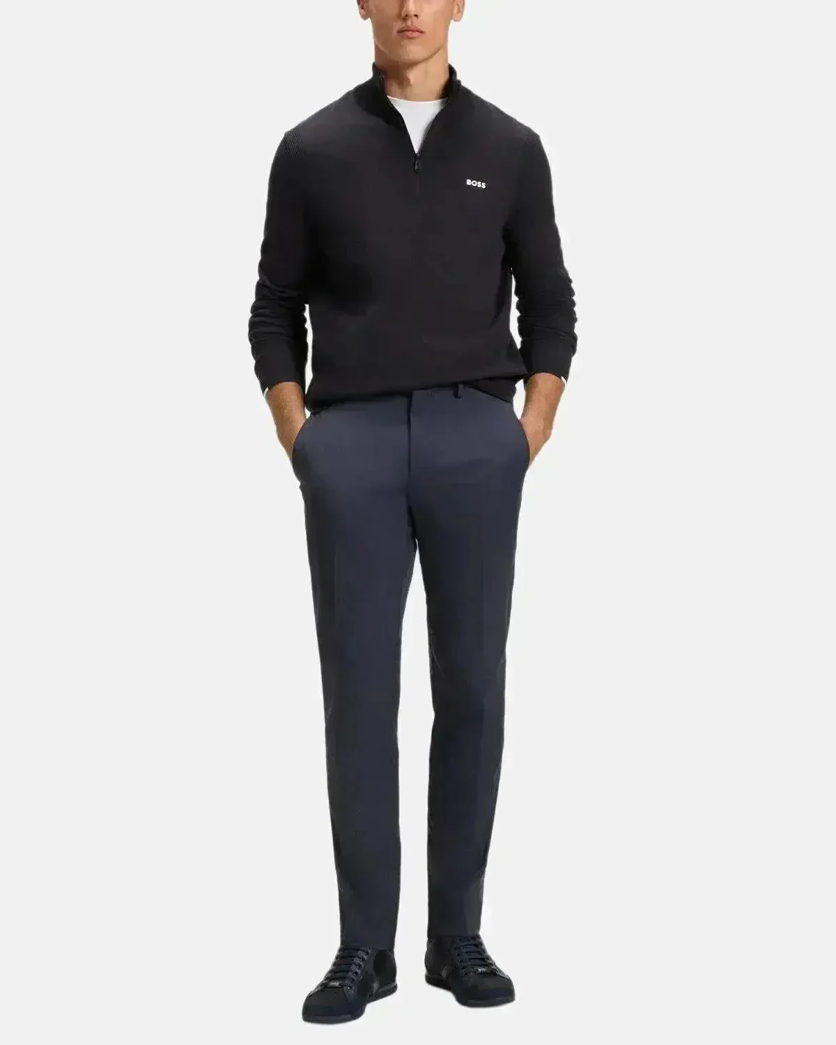 BOSS K-EVERX 1/4 ZIP COTTON KNIT DARK BLUE - Image 4