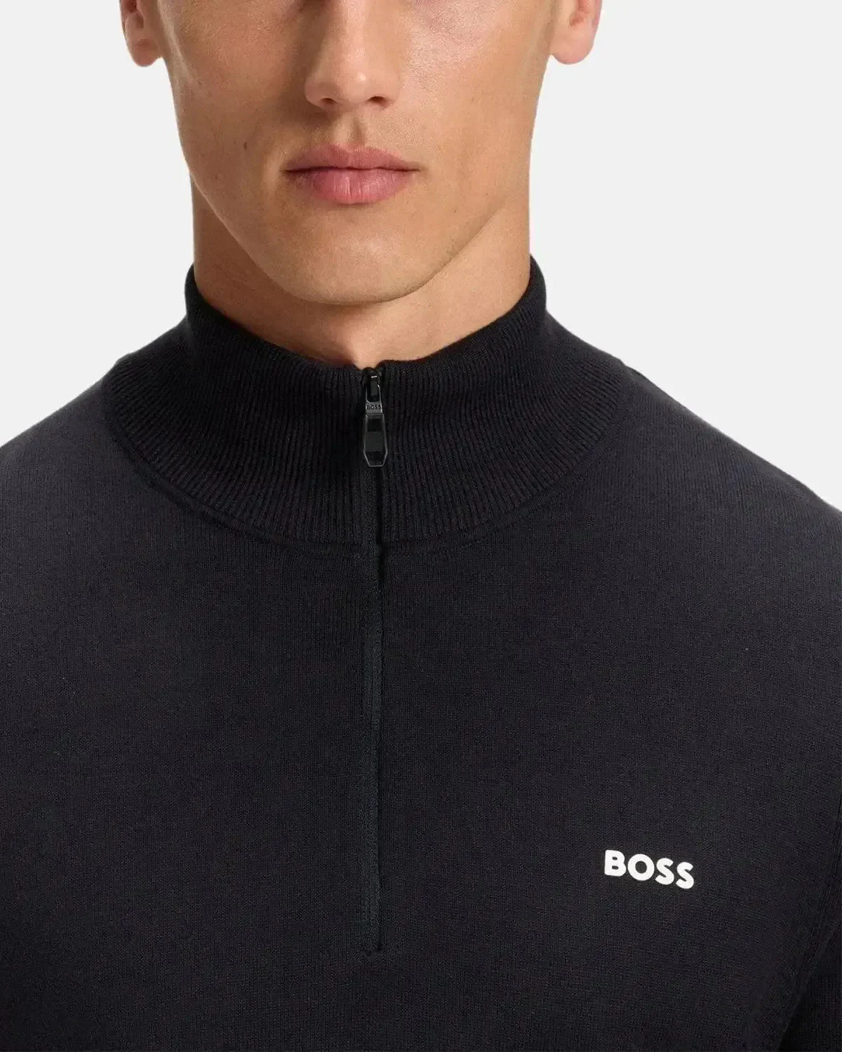 BOSS K-EVERX 1/4 ZIP COTTON KNIT DARK BLUE - Image 5