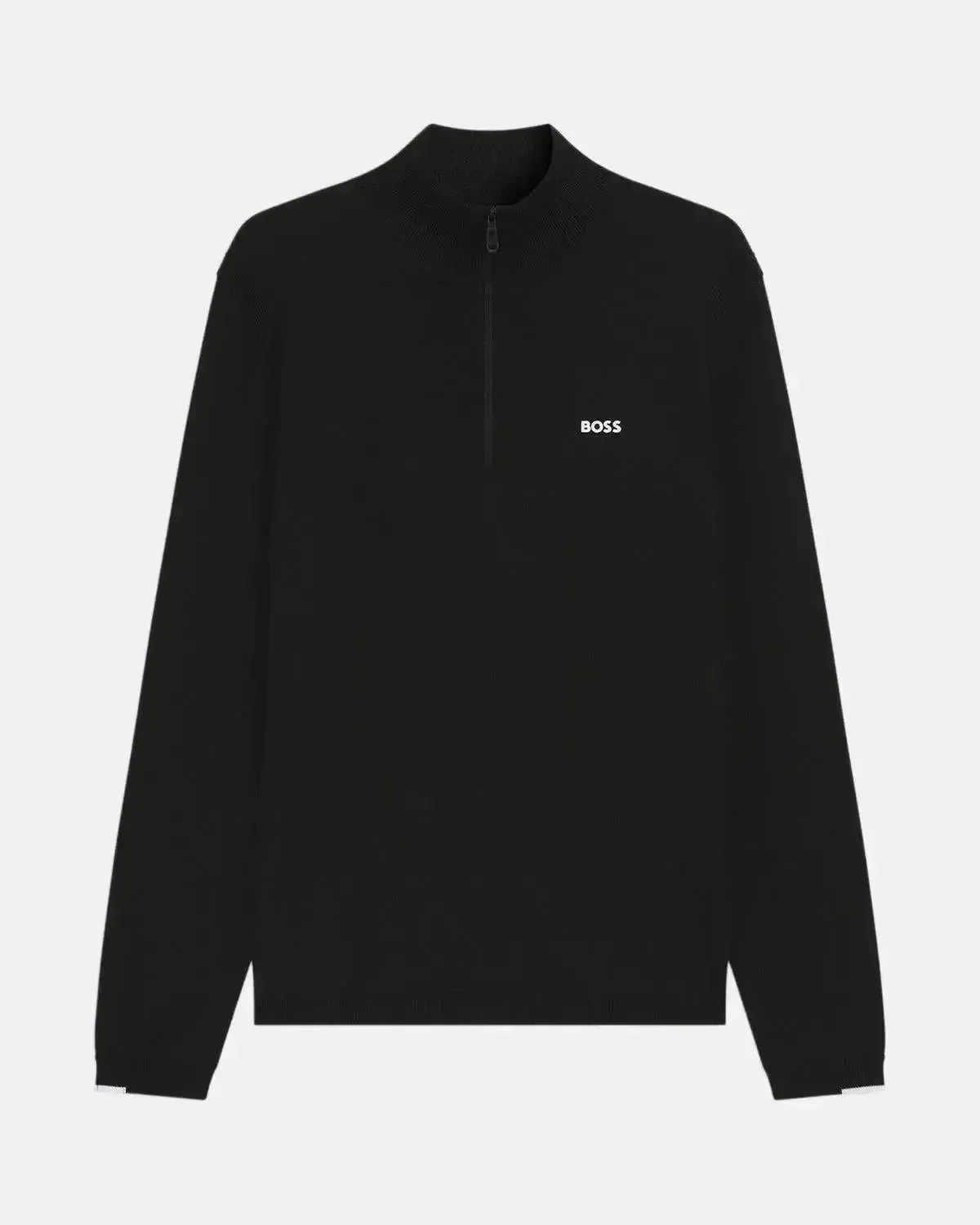 BOSS MENS K-EVERX 1/4 ZIP COTTON KNIT BLACK
