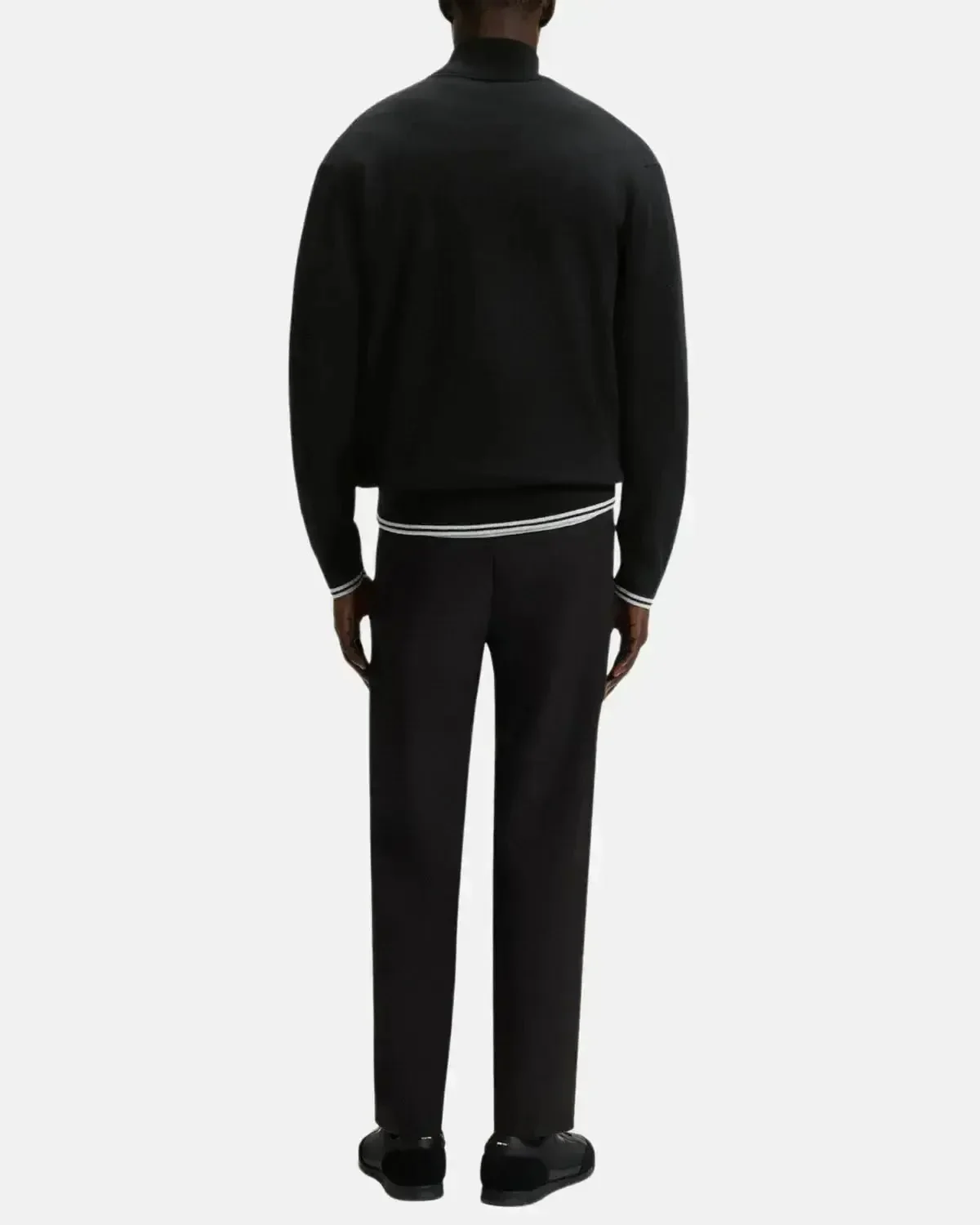BOSS MENS K-ZONE STRIPE DETAIL 1/4 ZIP KNIT BLACK - Image 3