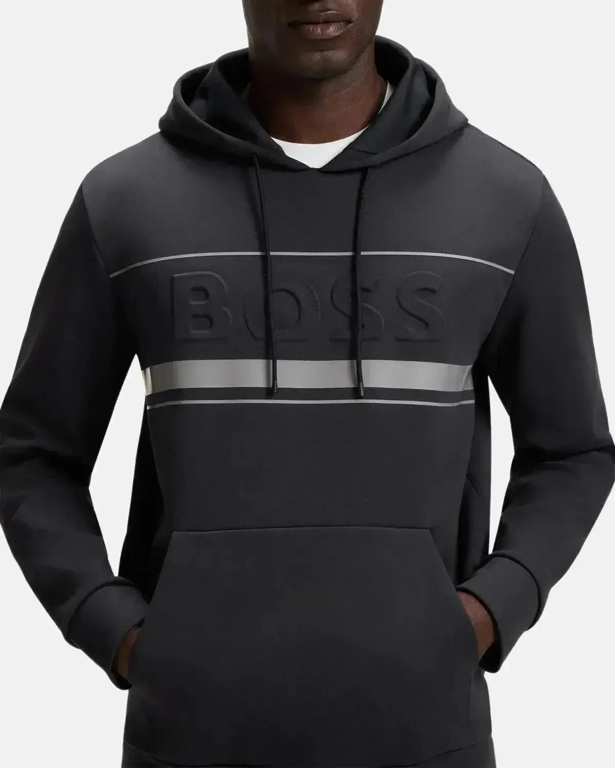 BOSS MENS SOODY ZONE EMBOSSED LOGO HOODIE DARK BLUE - Image 5