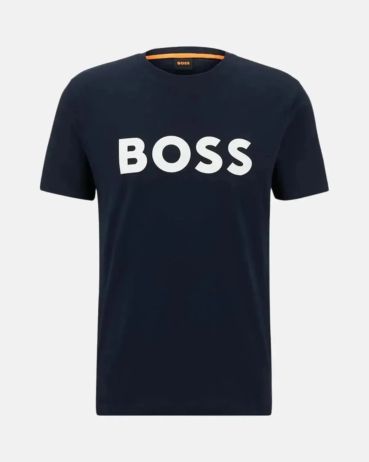 BOSS MENS THINKING 1 RUBBER PRINT LOGO T-SHIRT DARK BLUE
