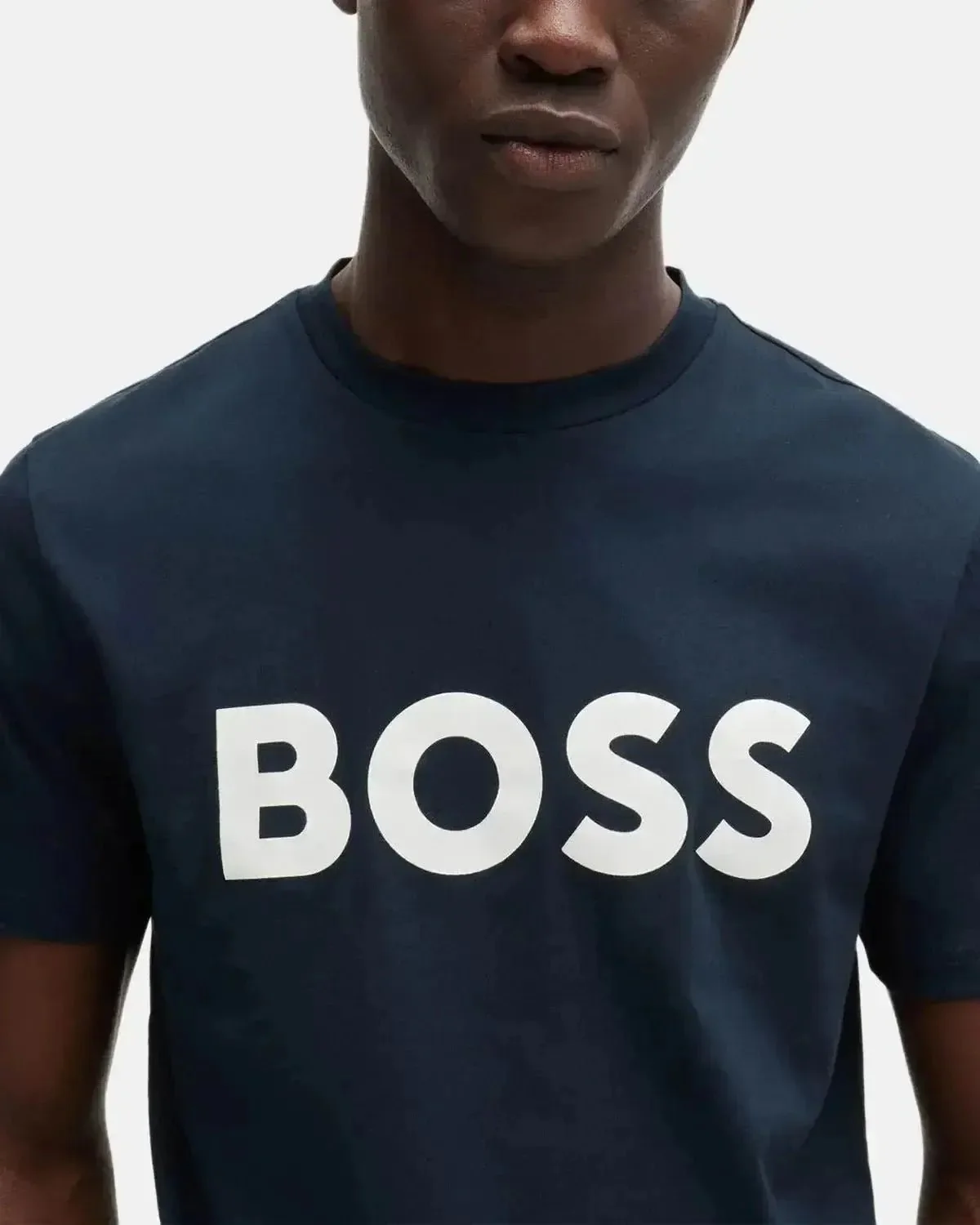 BOSS MENS THINKING 1 RUBBER PRINT LOGO T-SHIRT DARK BLUE - Image 5