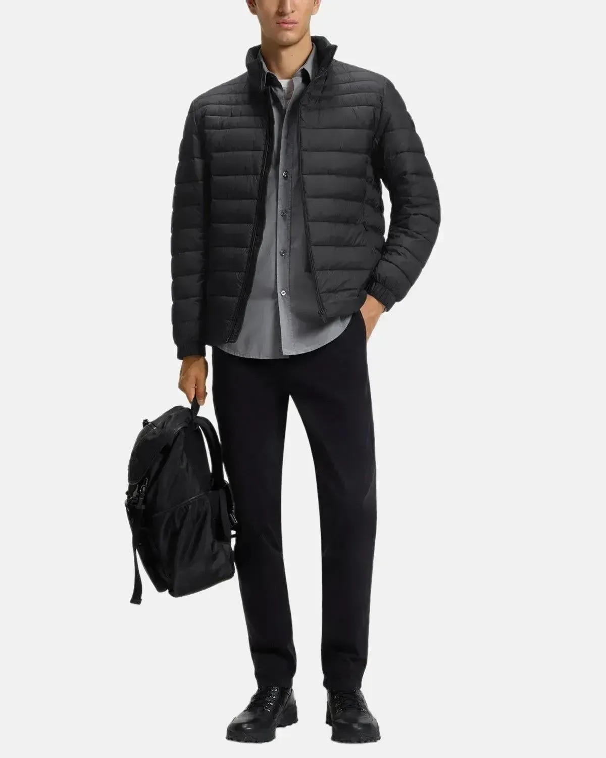 BOSS MENS ODEN2 SLIM FIT PACKABLE PUFFER JACKET BLACK - Image 4