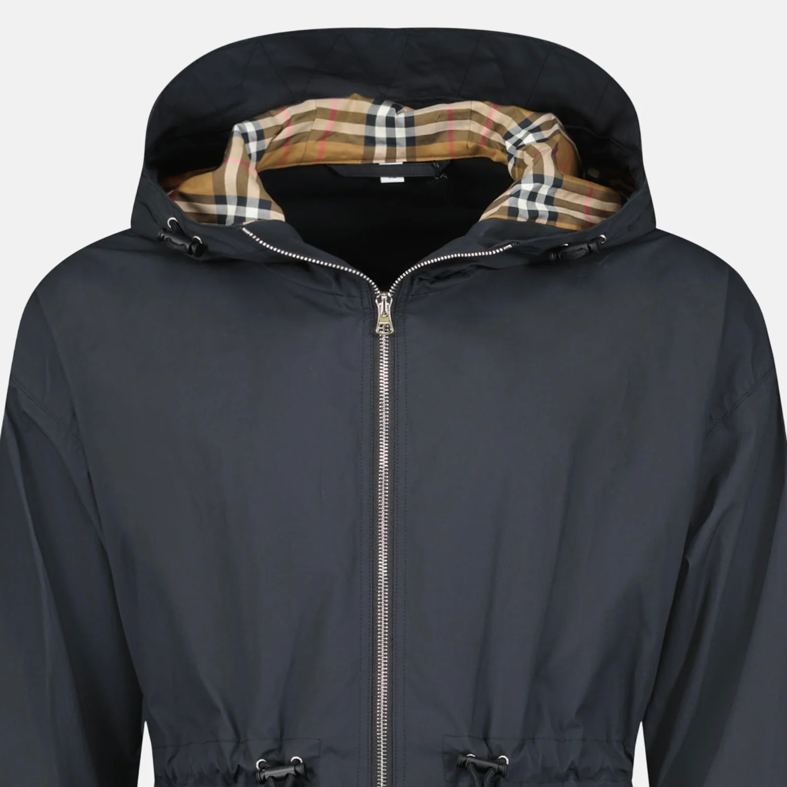 Burberry Womens 'Birley' Check Hooded Rain Jacket Black - Image 3