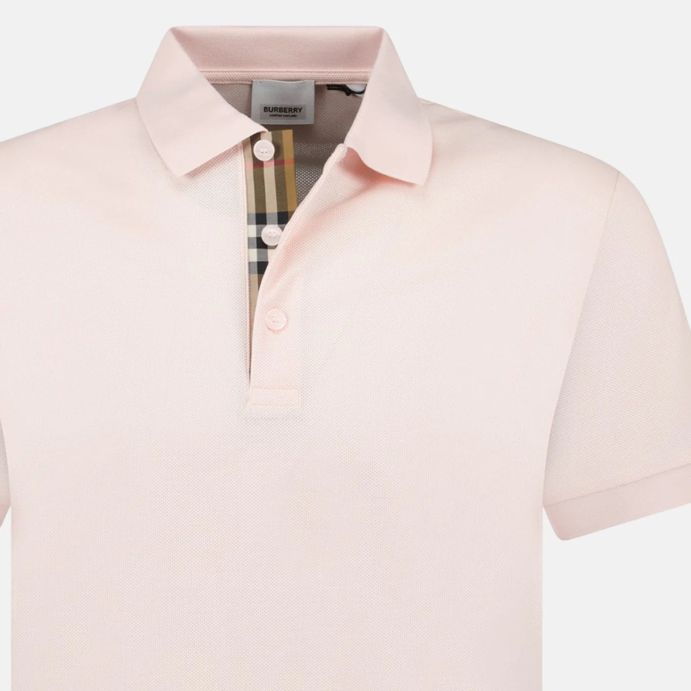 Burberry 'Hartford' Check Placket Polo Shirt Pink - Image 3