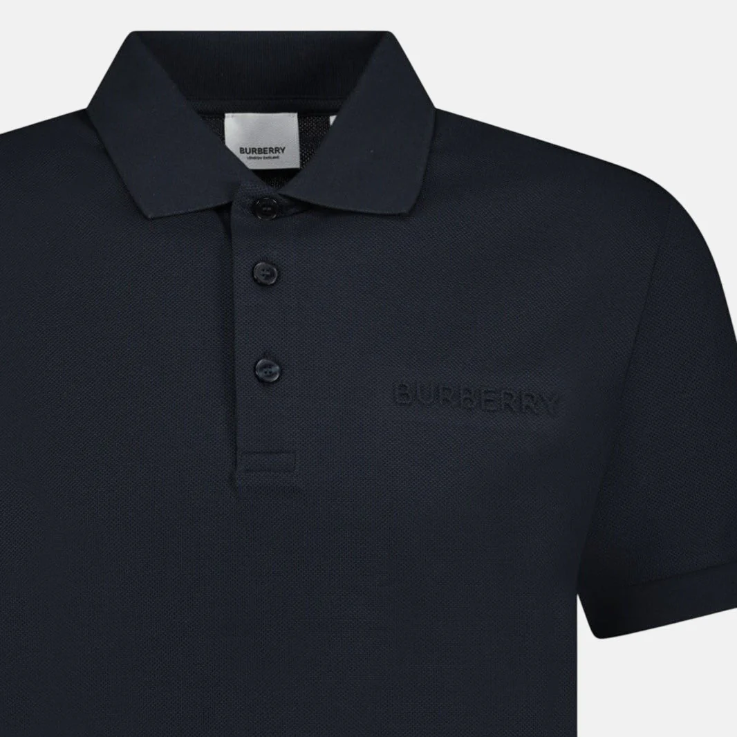 Burberry 'Hartford' Embossed Logo Polo Shirt Black - Image 2