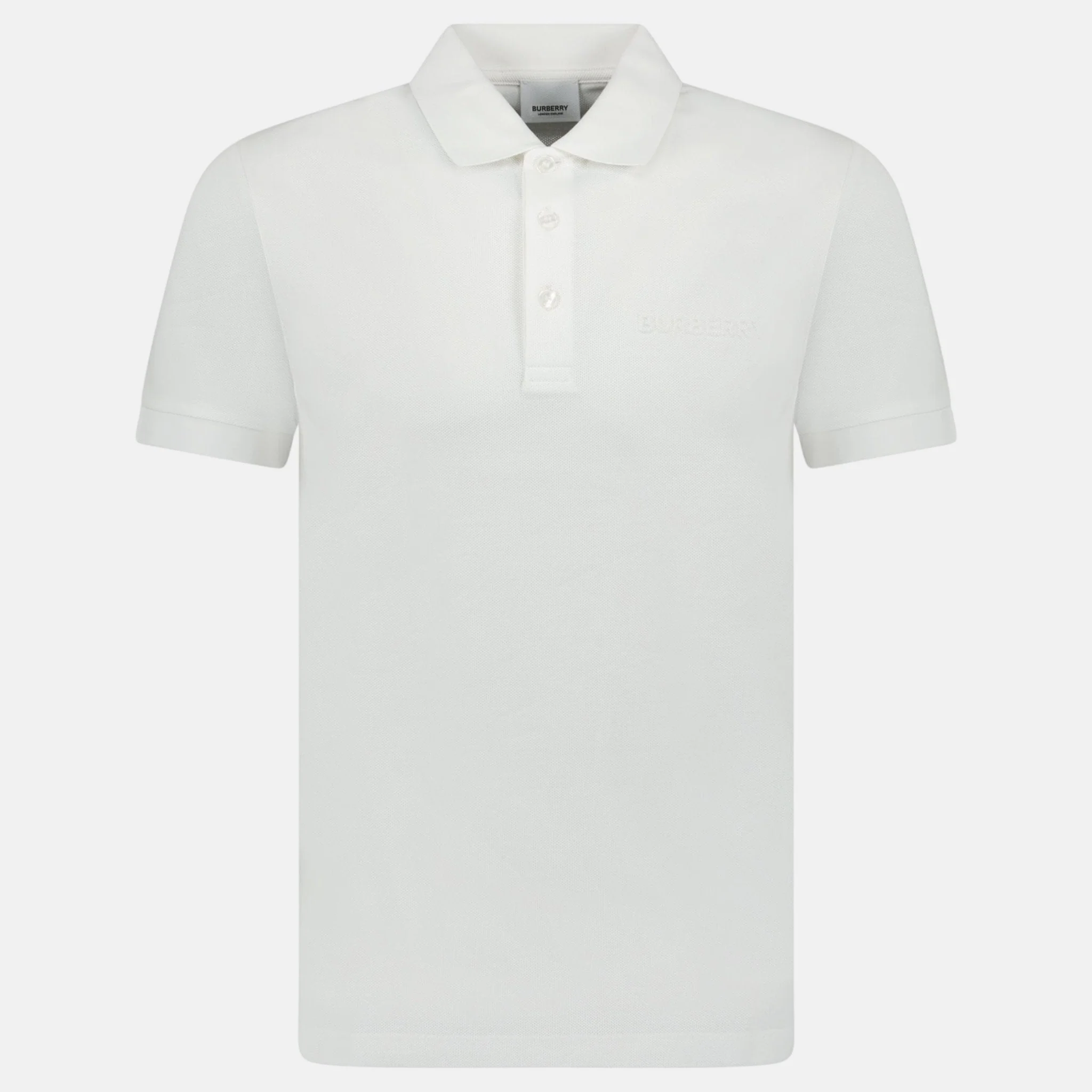 Burberry 'Hartford' Embossed Logo Polo Shirt White