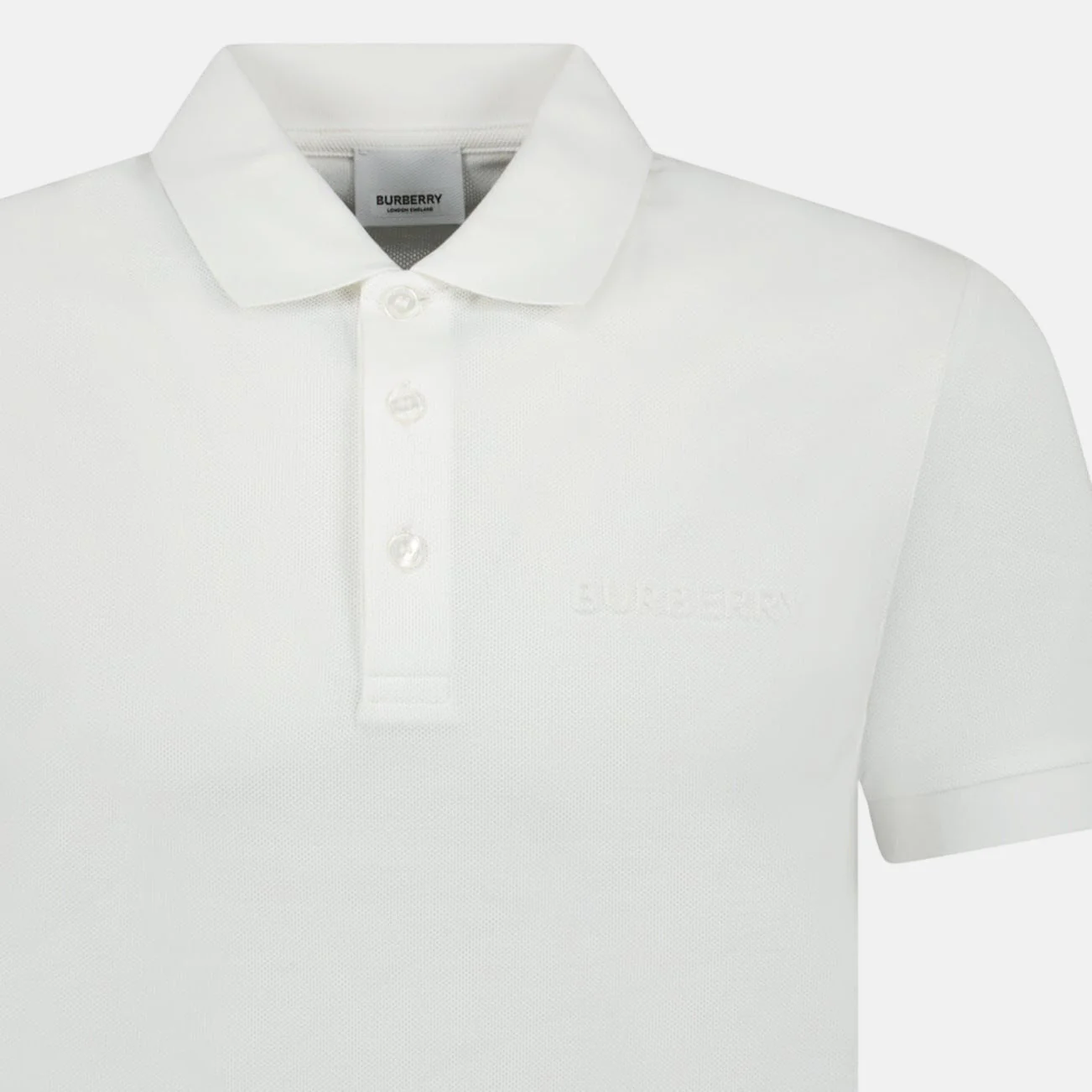 Burberry 'Hartford' Embossed Logo Polo Shirt White - Image 2