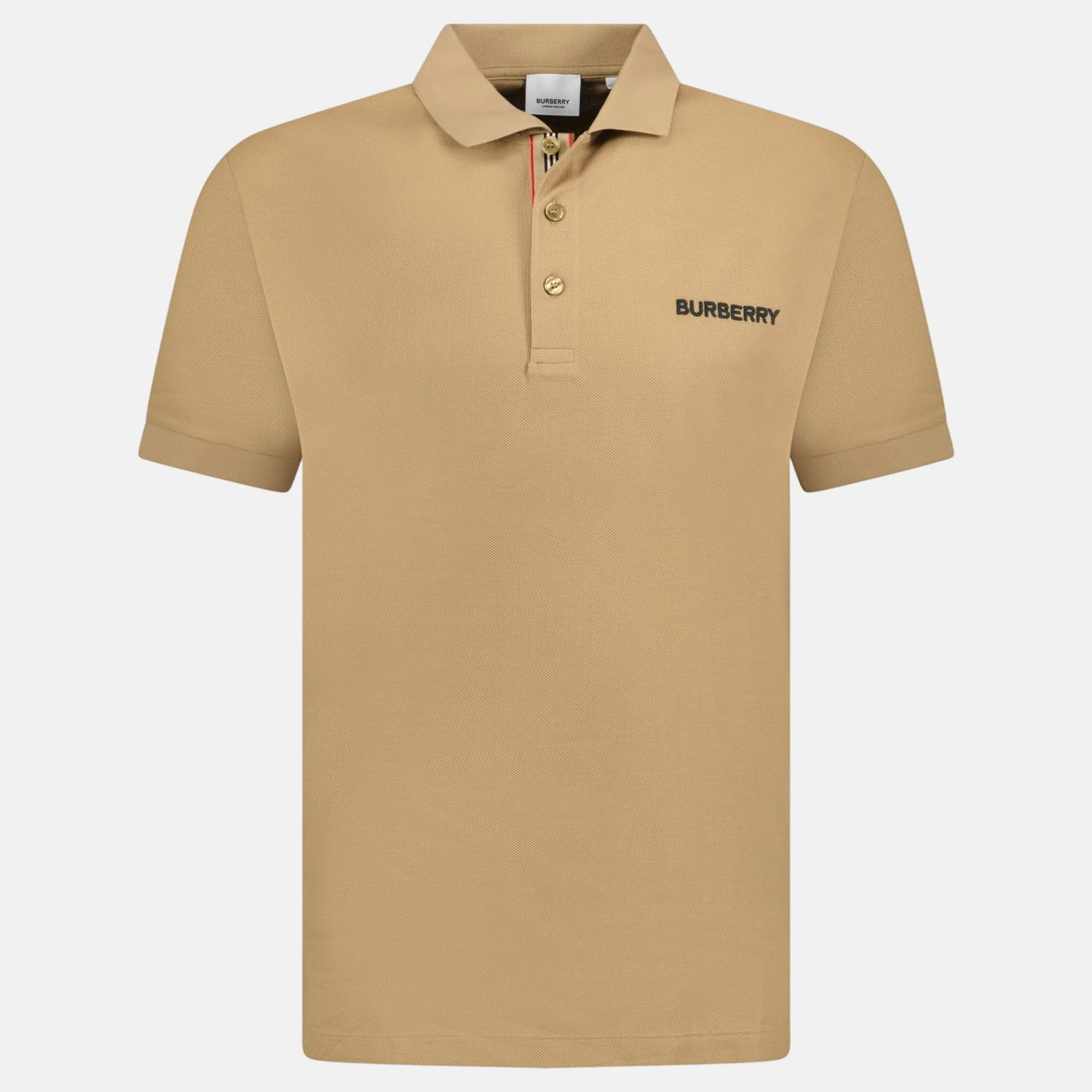 Burberry 'Hartford' Embroidery Logo Check Polo Shirt Camel Beige