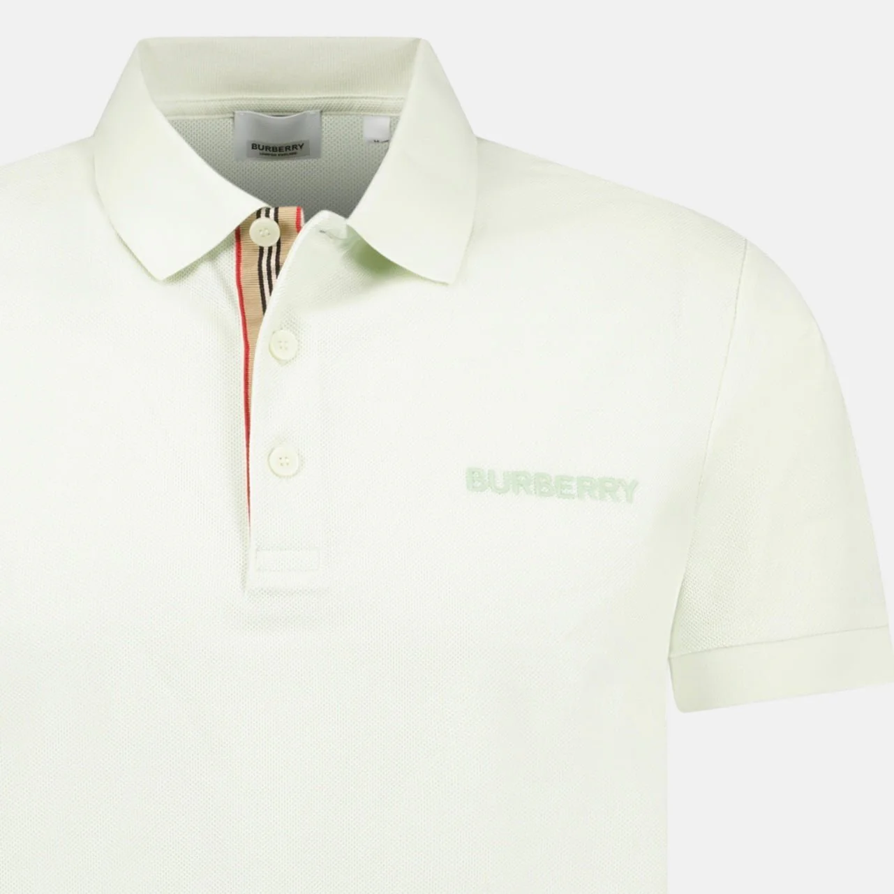 Burberry 'Hartford' Signature Colour Placket Polo Shirt Pistachio - Image 3