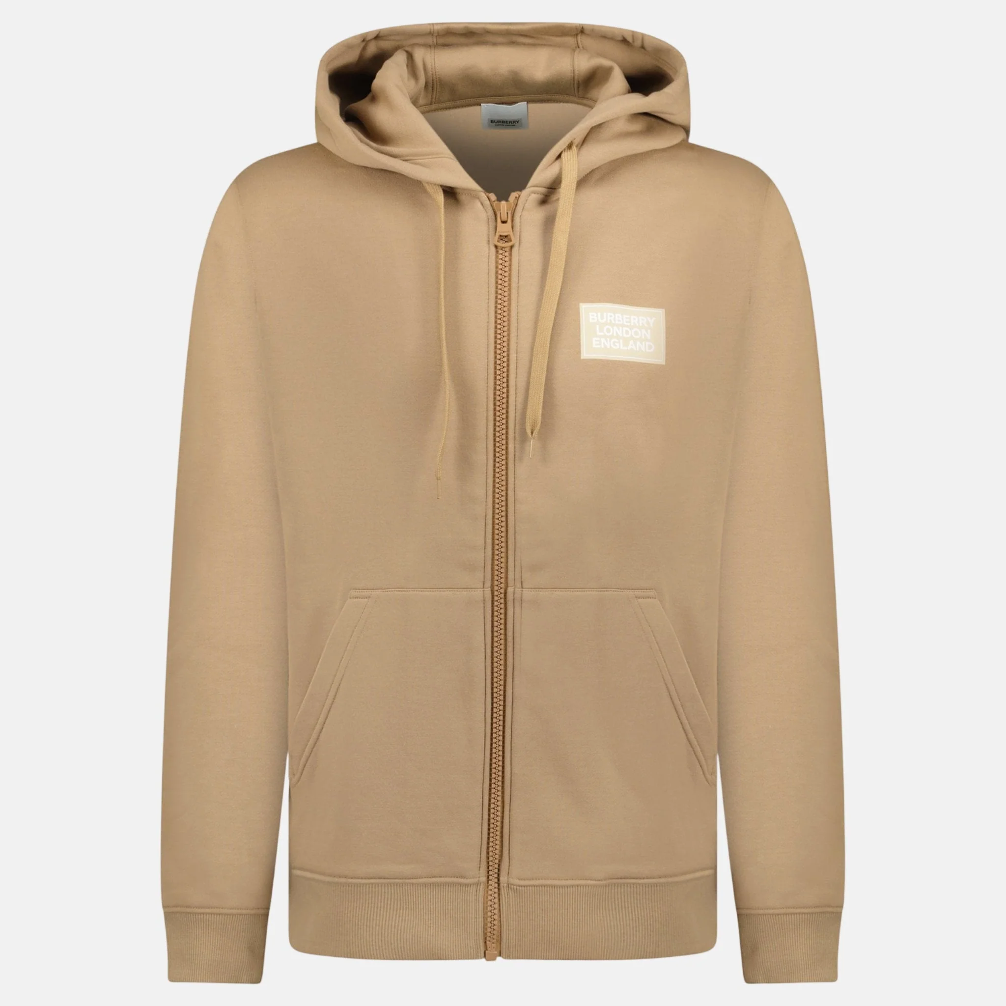 Burberry 'Hove' Logo Zip Hoodie Camel Beige