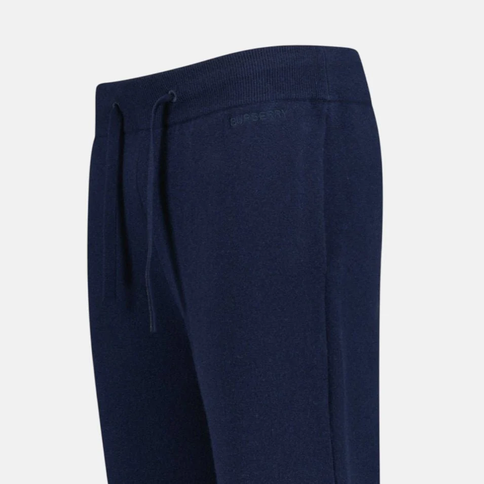 Burberry 'Hunton' Knitted Cuffed Cashmere Sweatpants Navy - Image 3