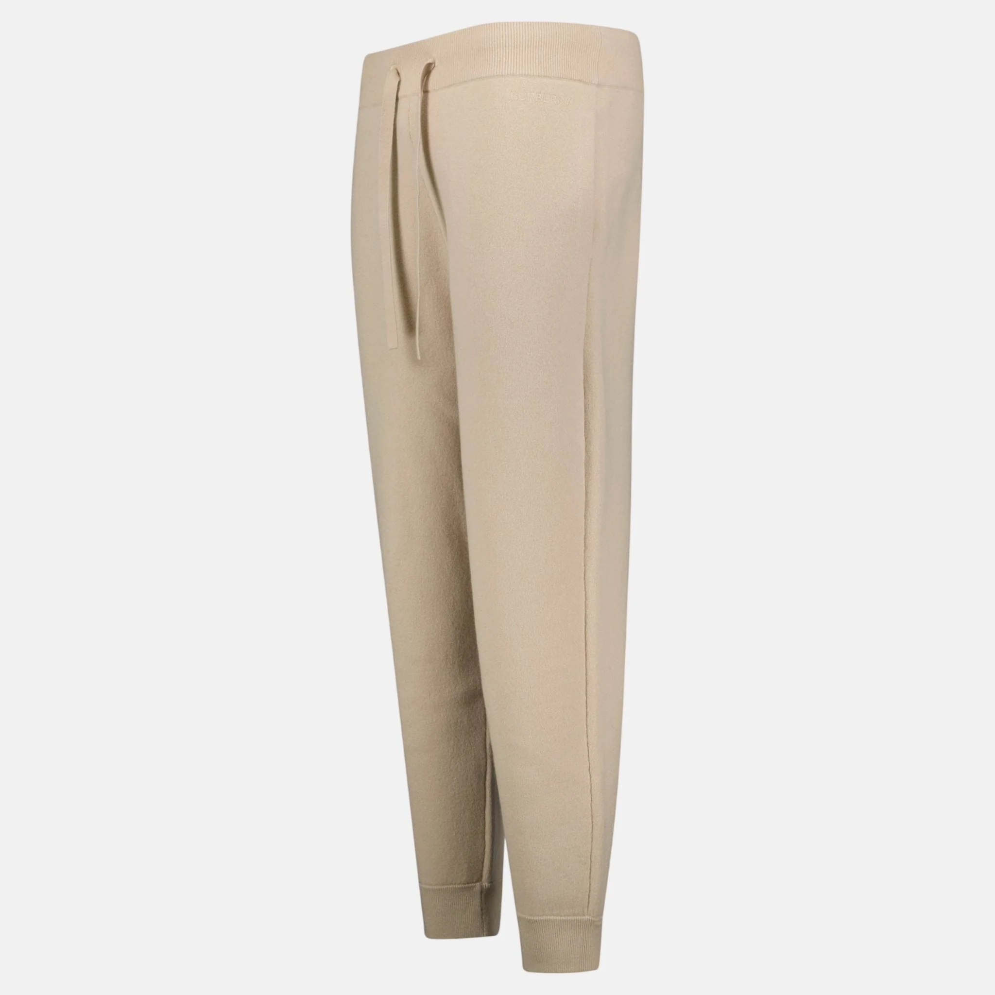 Burberry 'Hunton' Knitted Cuffed Cashmere Sweatpants Soft Fawn Beige - Image 3