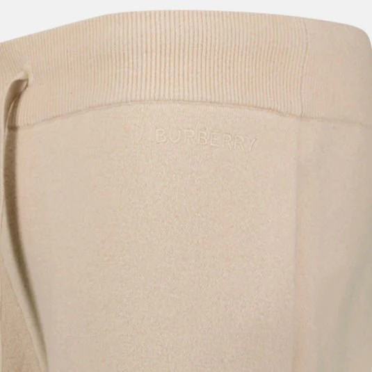 Burberry 'Hunton' Knitted Cuffed Cashmere Sweatpants Soft Fawn Beige - Image 4