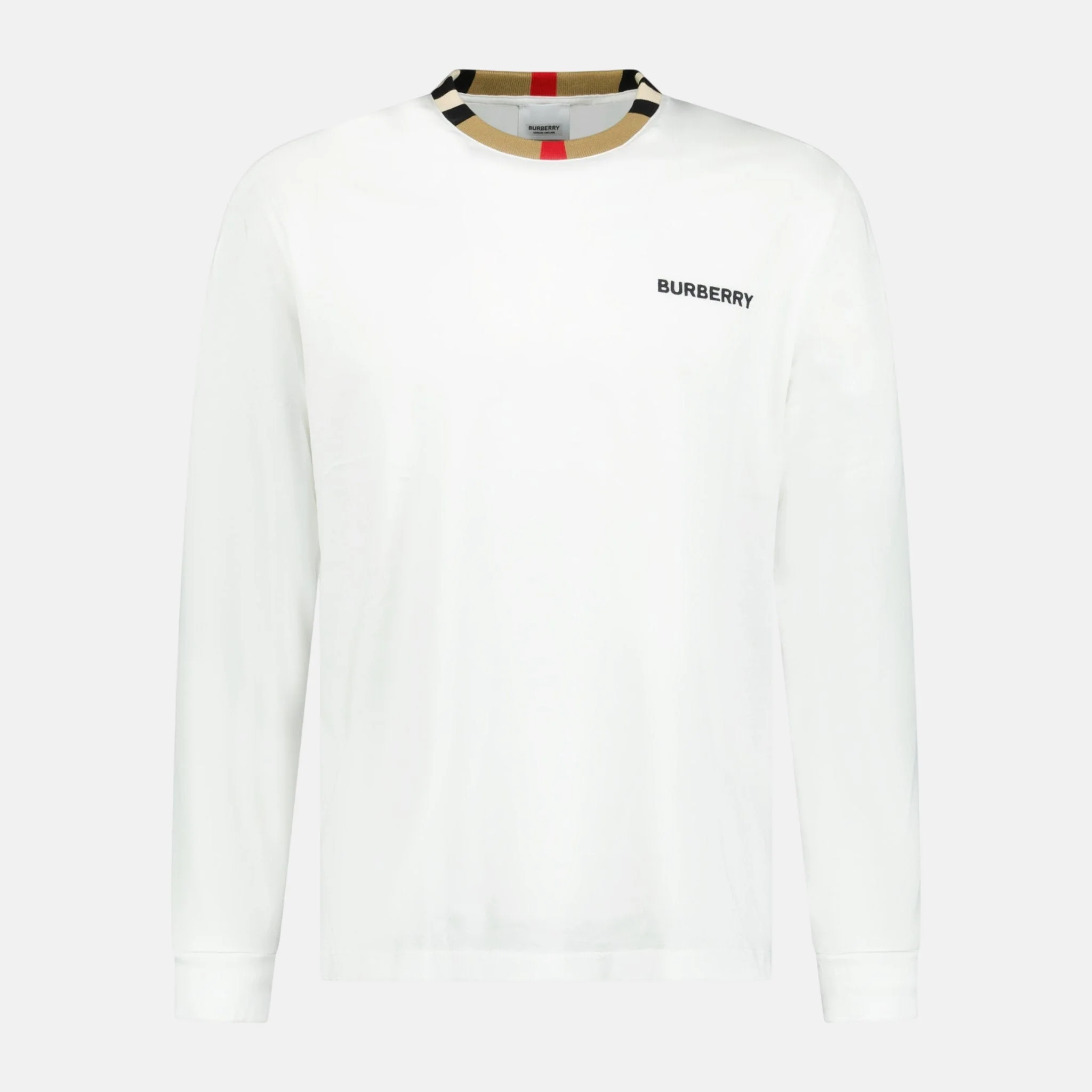 Burberry 'Jayson' Check Long Sleeve T-Shirt White