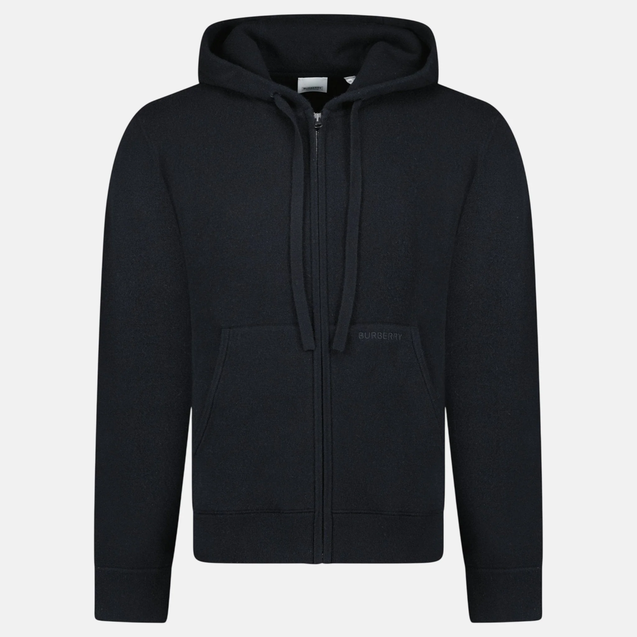 Burberry 'Lindley' Knitted Cashmere Zip Hoodie Black