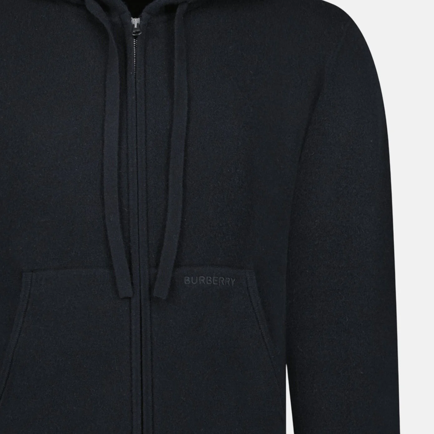 Burberry 'Lindley' Knitted Cashmere Zip Hoodie Black - Image 4