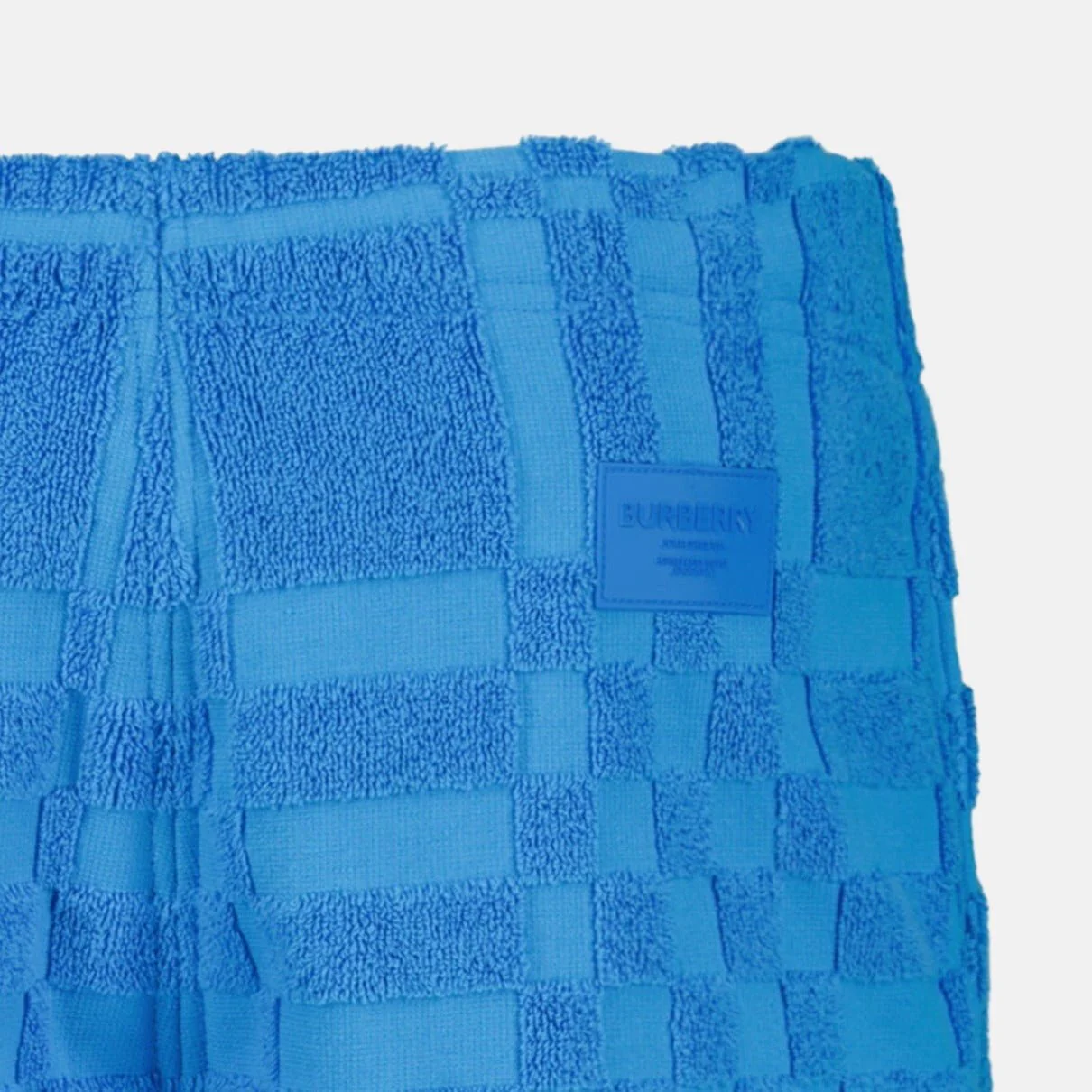 Burberry 'Morden' Check Knit Cotton Terry Shorts Blue - Image 3