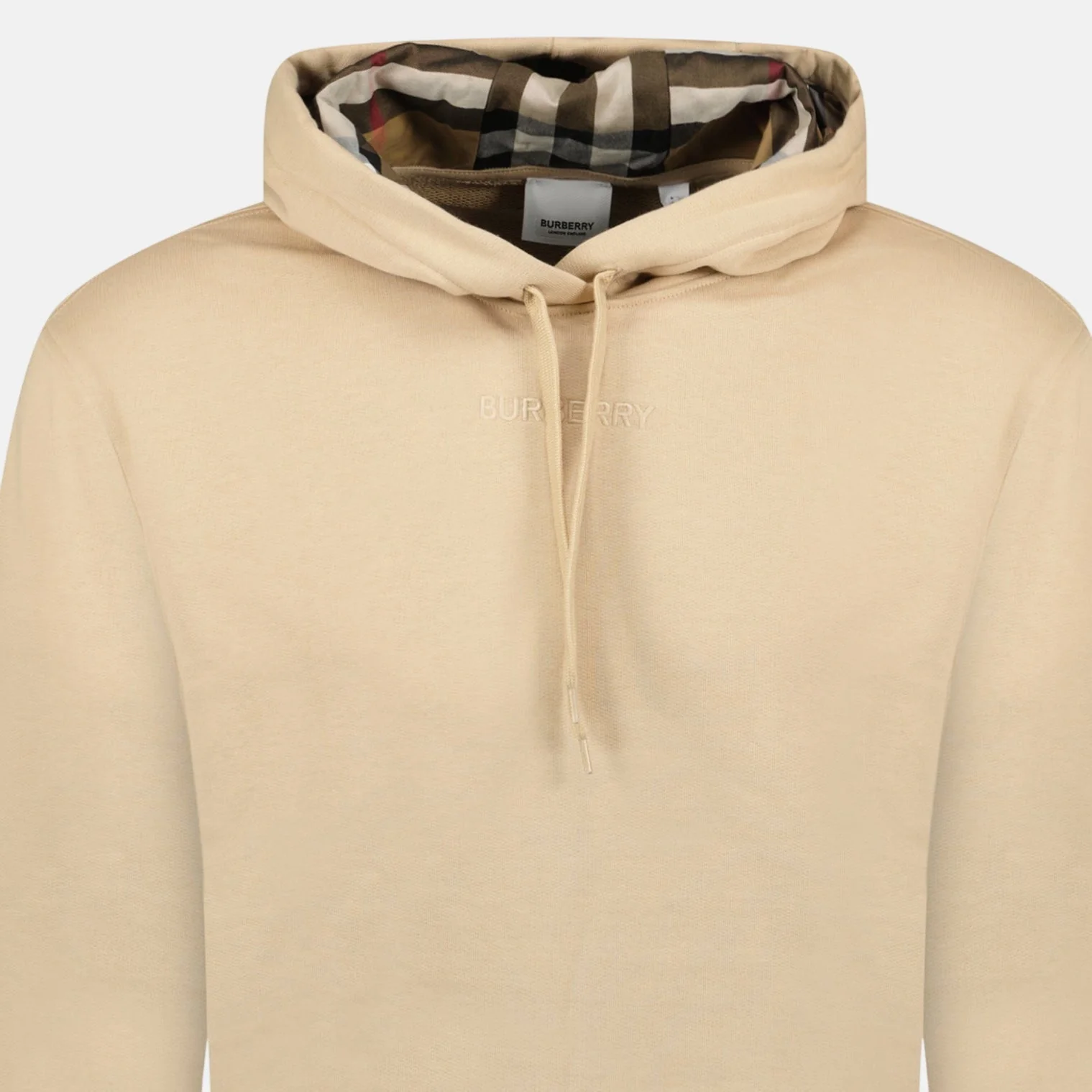 Burberry 'Talley' Embroidery Logo Check Hooded Sweatshirt Beige - Image 3