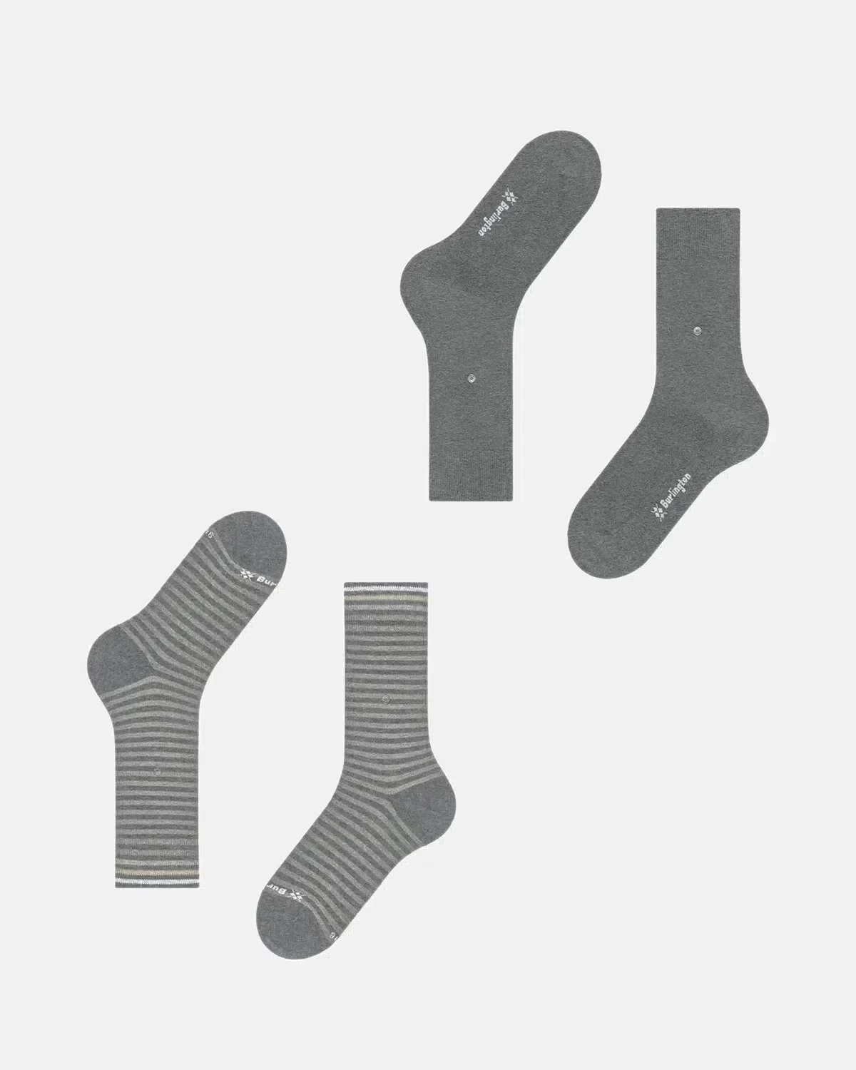 BURLINGTON MENS EVERYDAY STRIPE 2-PACK SOCKS LIGHT GREY MELANGE - Image 5