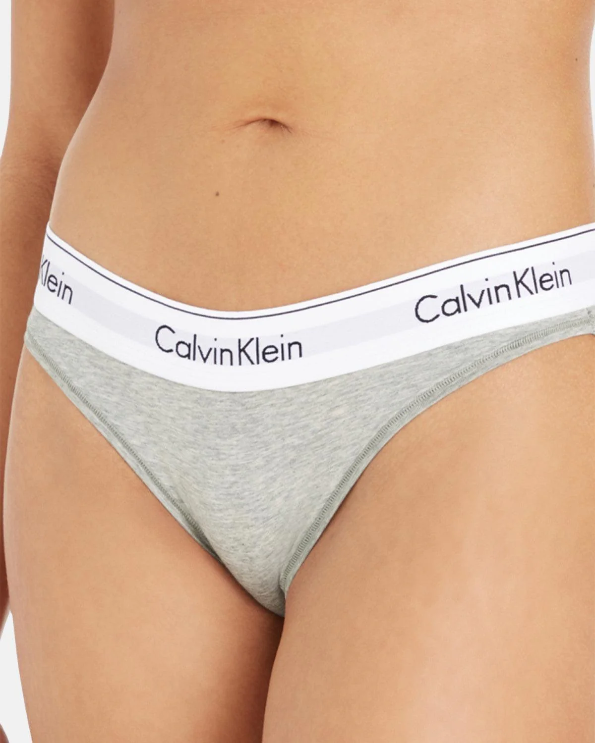 CALVIN KLEIN WOMENS MODERN COTTON BIKINI BRIEFS GREY HEATHER - Image 3