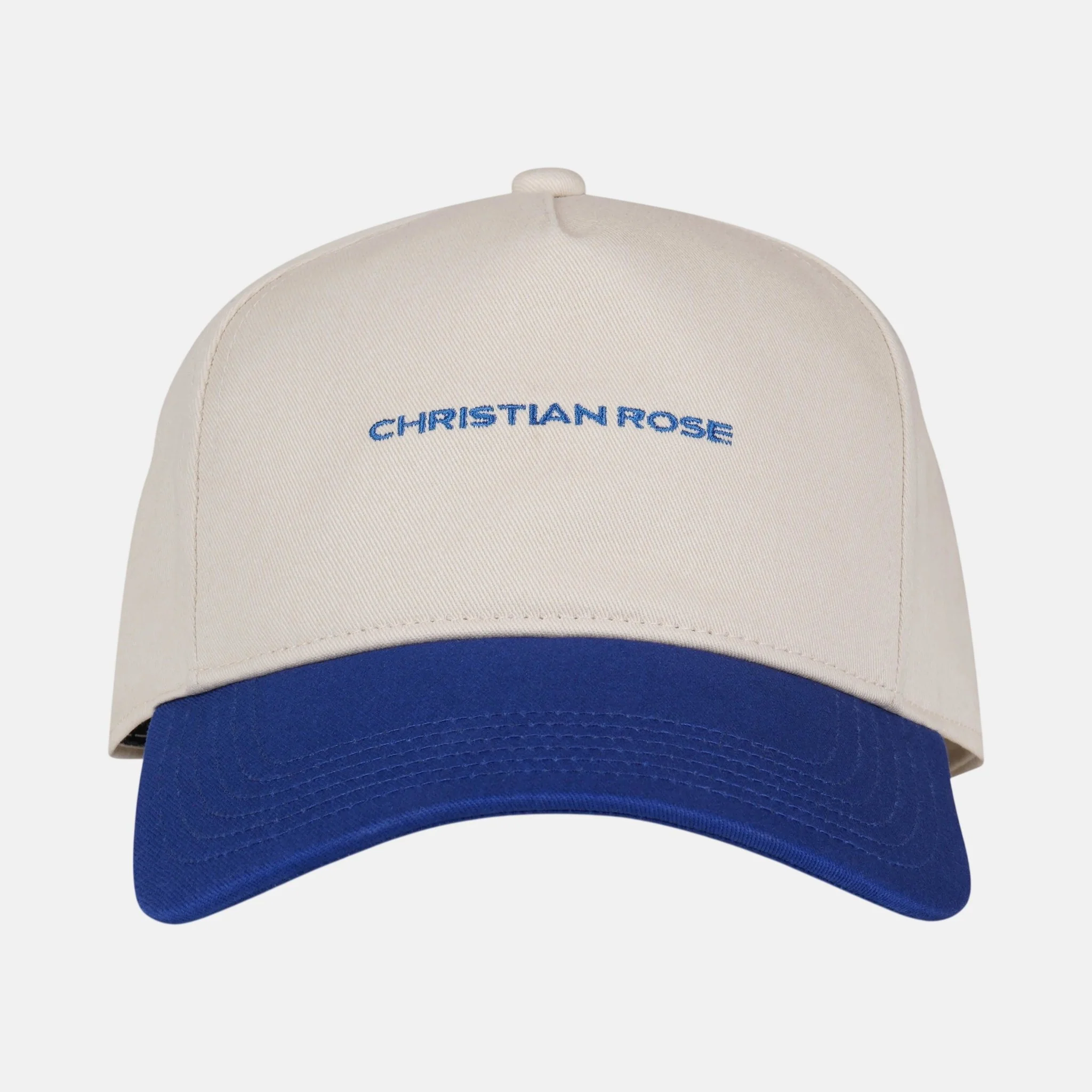 Christian Rose Contrast Unstructured Trucker Cap White Blue