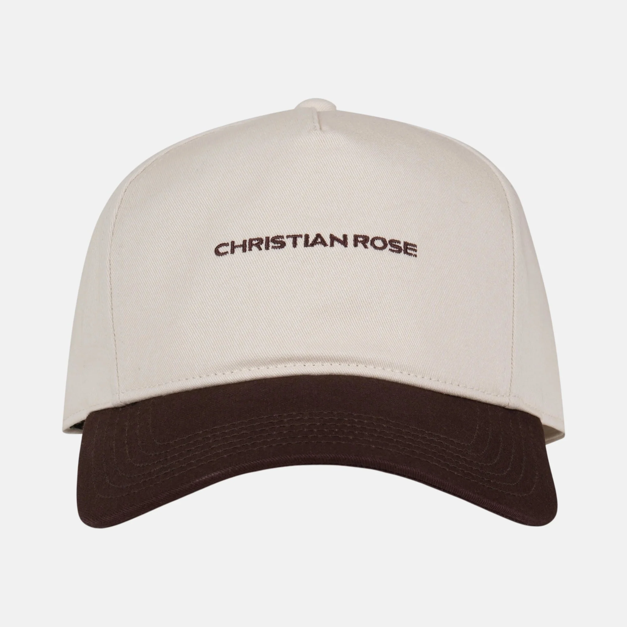 Christian Rose Contrast Unstructured Trucker Cap White Brown