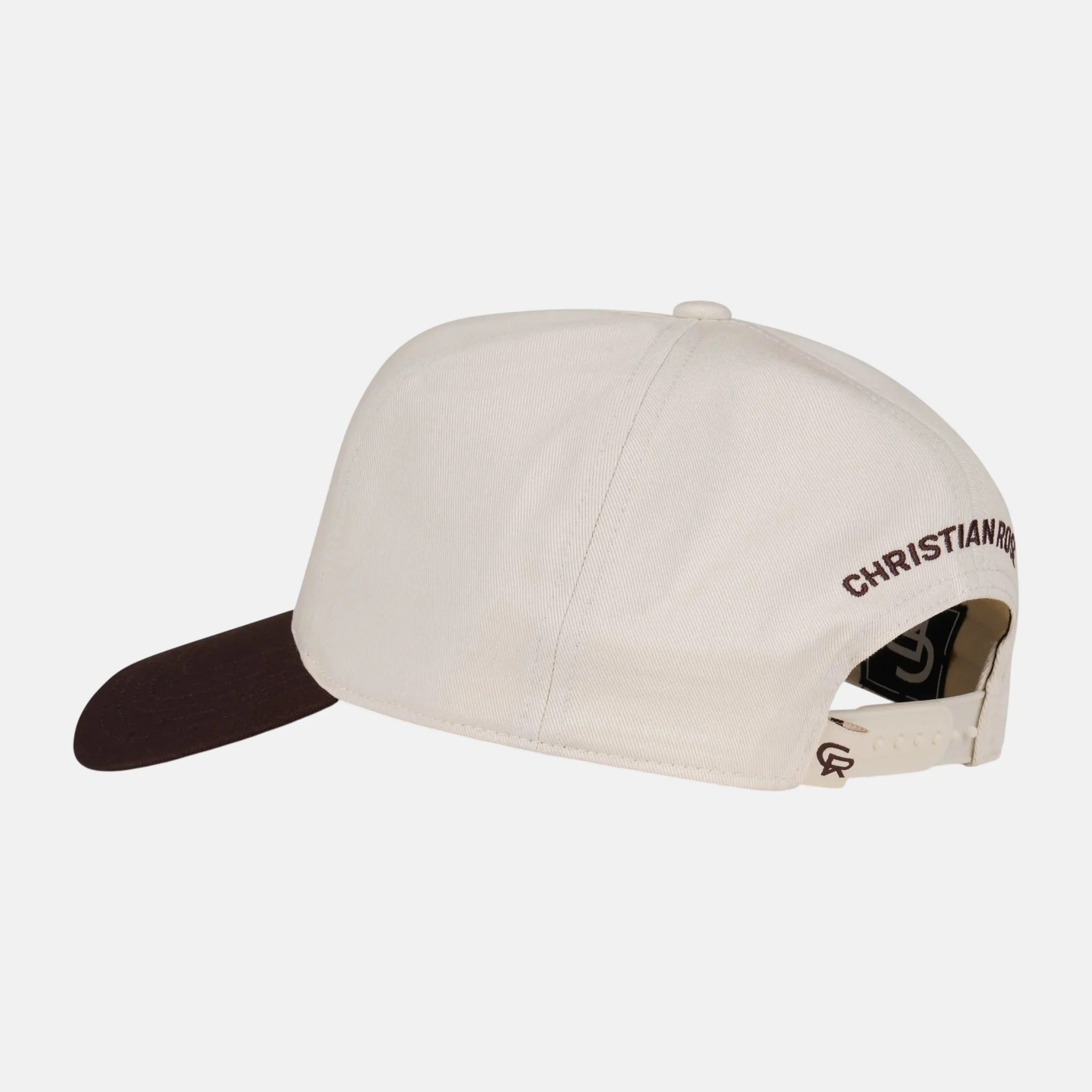 Christian Rose Contrast Unstructured Trucker Cap White Brown - Image 3