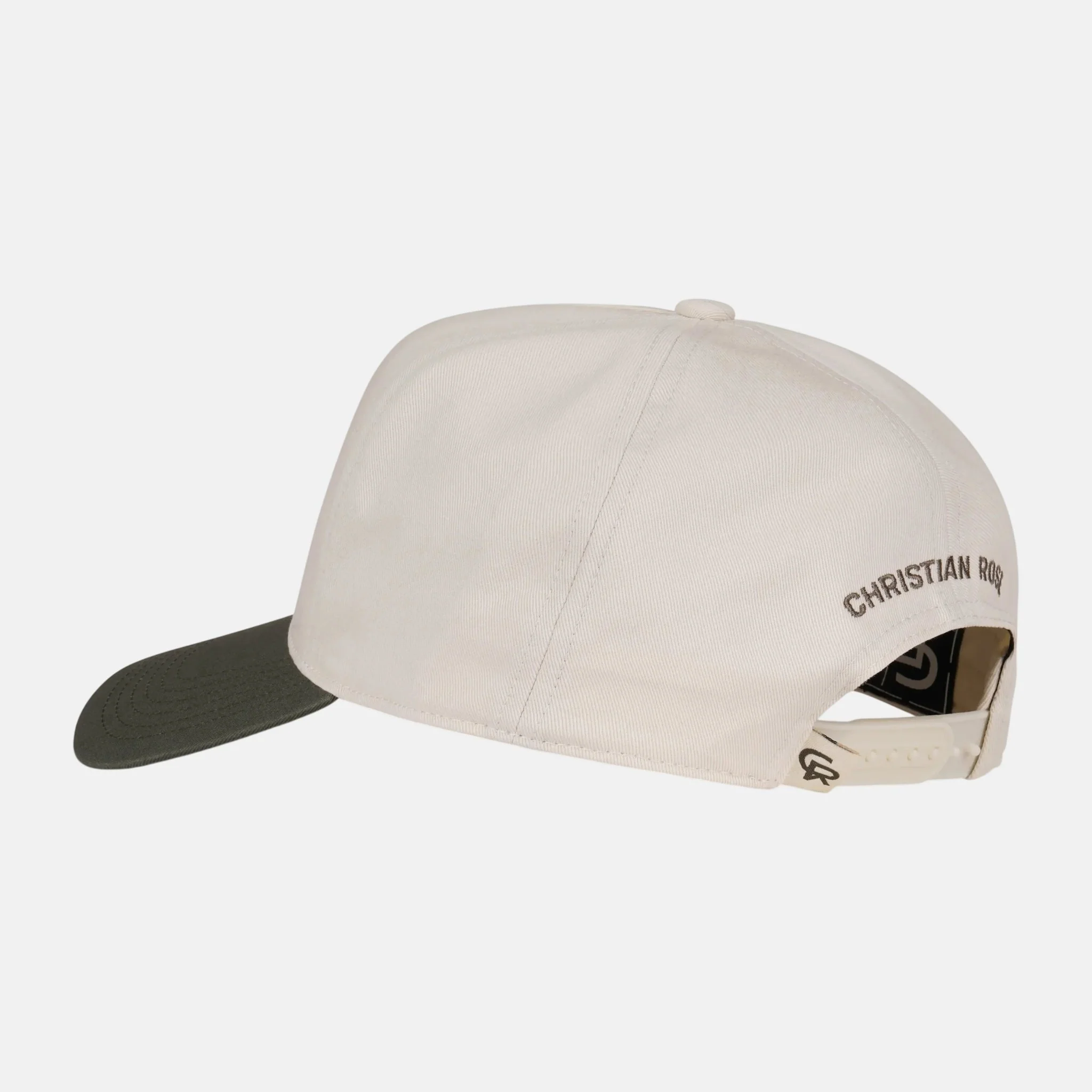 Christian Rose Contrast Unstructured Trucker Cap White Olive - Image 3