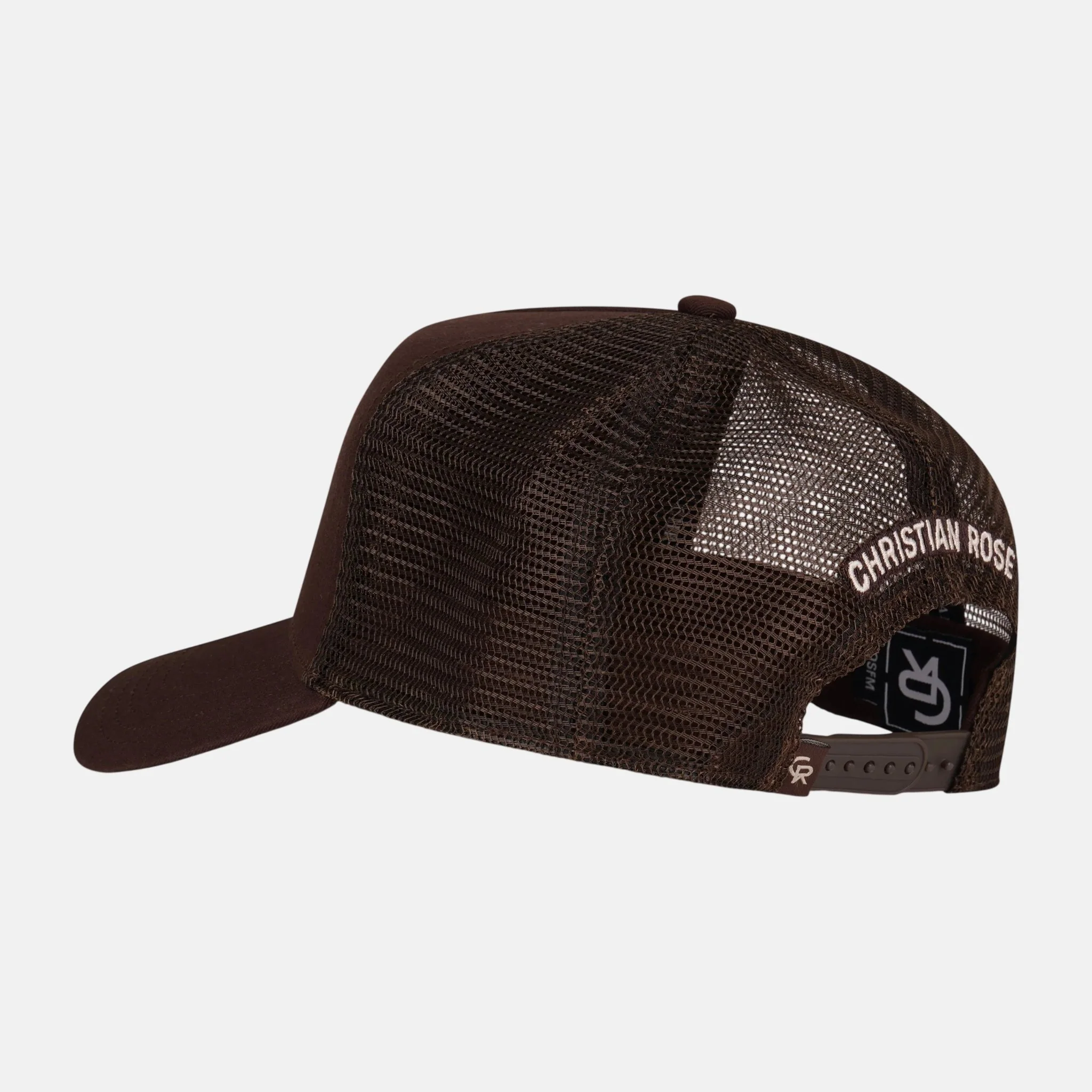 Christian Rose CR Chainstitch Trucker Cap Brown Sand - Image 3
