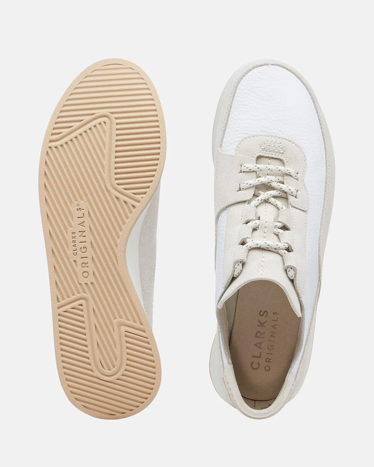 CLARKS ORIGINALS WOMENS KIOWA PACE TRAINERS WHITE COMBI - Image 7
