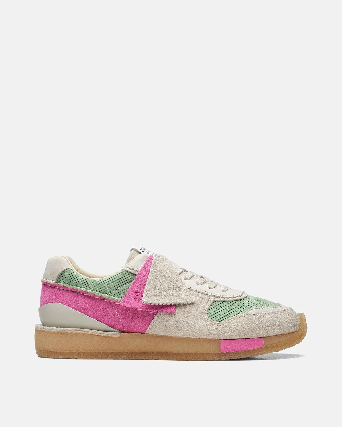CLARKS ORIGINALS WOMENS TOR RUN TRAINERS PINK GREEN COMBI